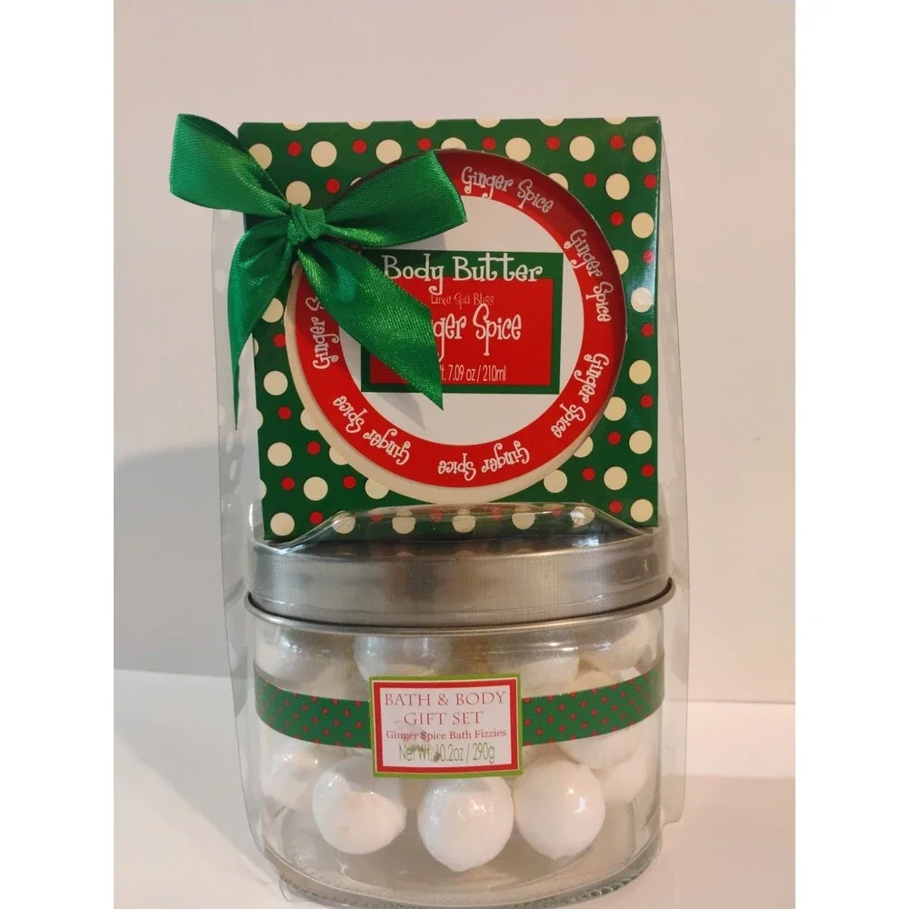 Ginger Spice Body Butter & Bath Fizzies Set Moisturizer for Full Body, 7.09 oz