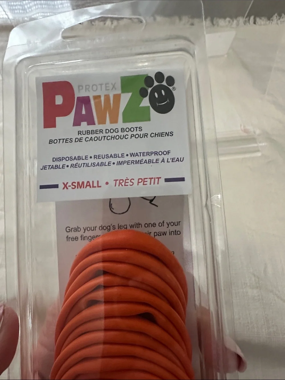 PAWZ Orange Rubber Dog Boots - X-Small size  Pack of 12 NWT