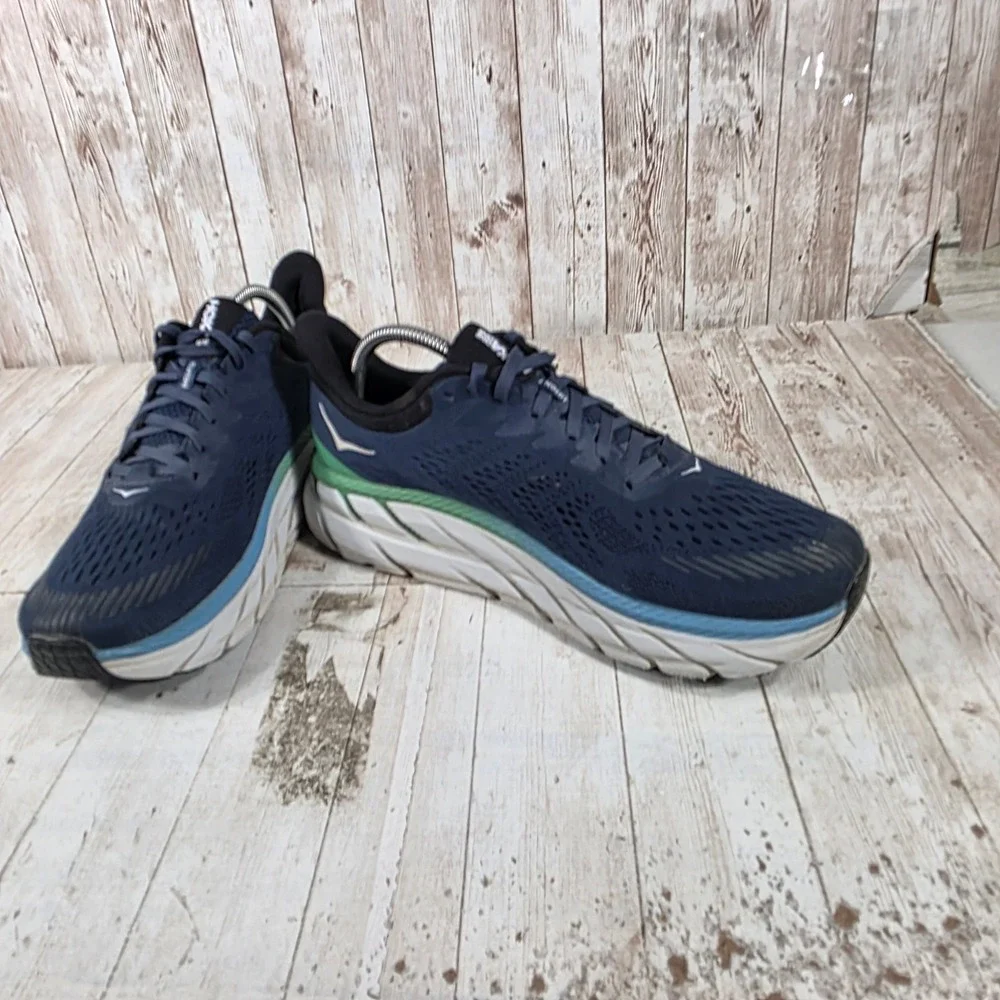 Hoka One One Clifton 7 Mens 9.5 Running Shoes Moonlit Ocean Blue 1110508 MOAN
