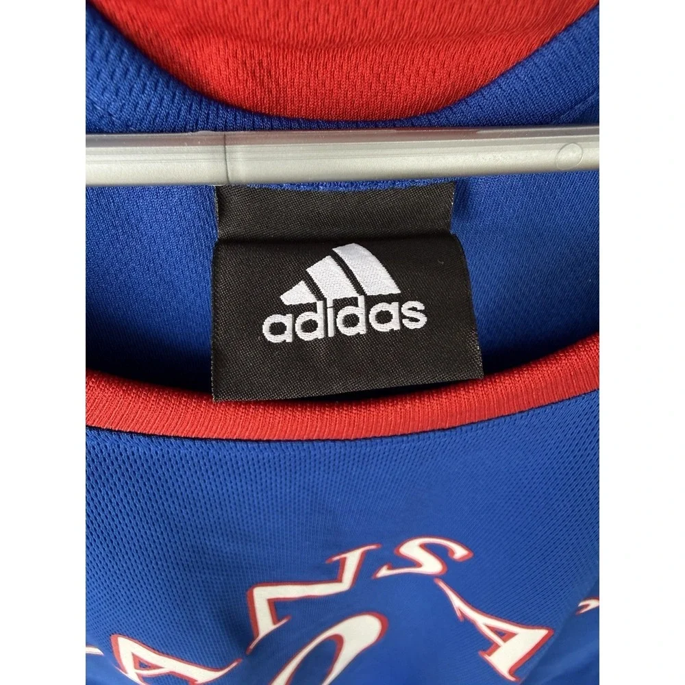 Kansas Jayhawks #0 Basketball Jersey Adidas Player ID Blue Red Size XL KU NCAA