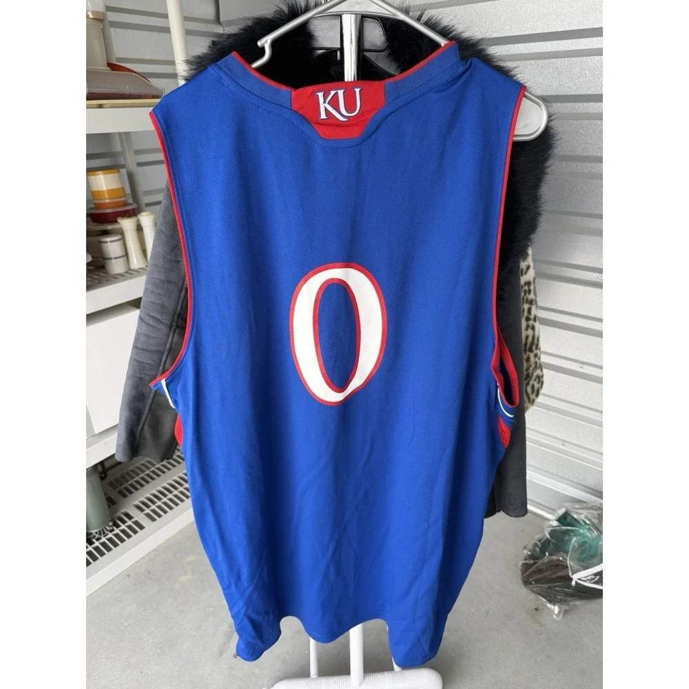 Kansas Jayhawks #0 Basketball Jersey Adidas Player ID Blue Red Size XL KU NCAA