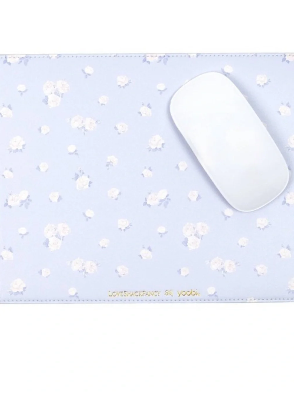 LoveShackFancy Light Blue Floral Bow Pen , mousepad, Matching tech Pouch Set