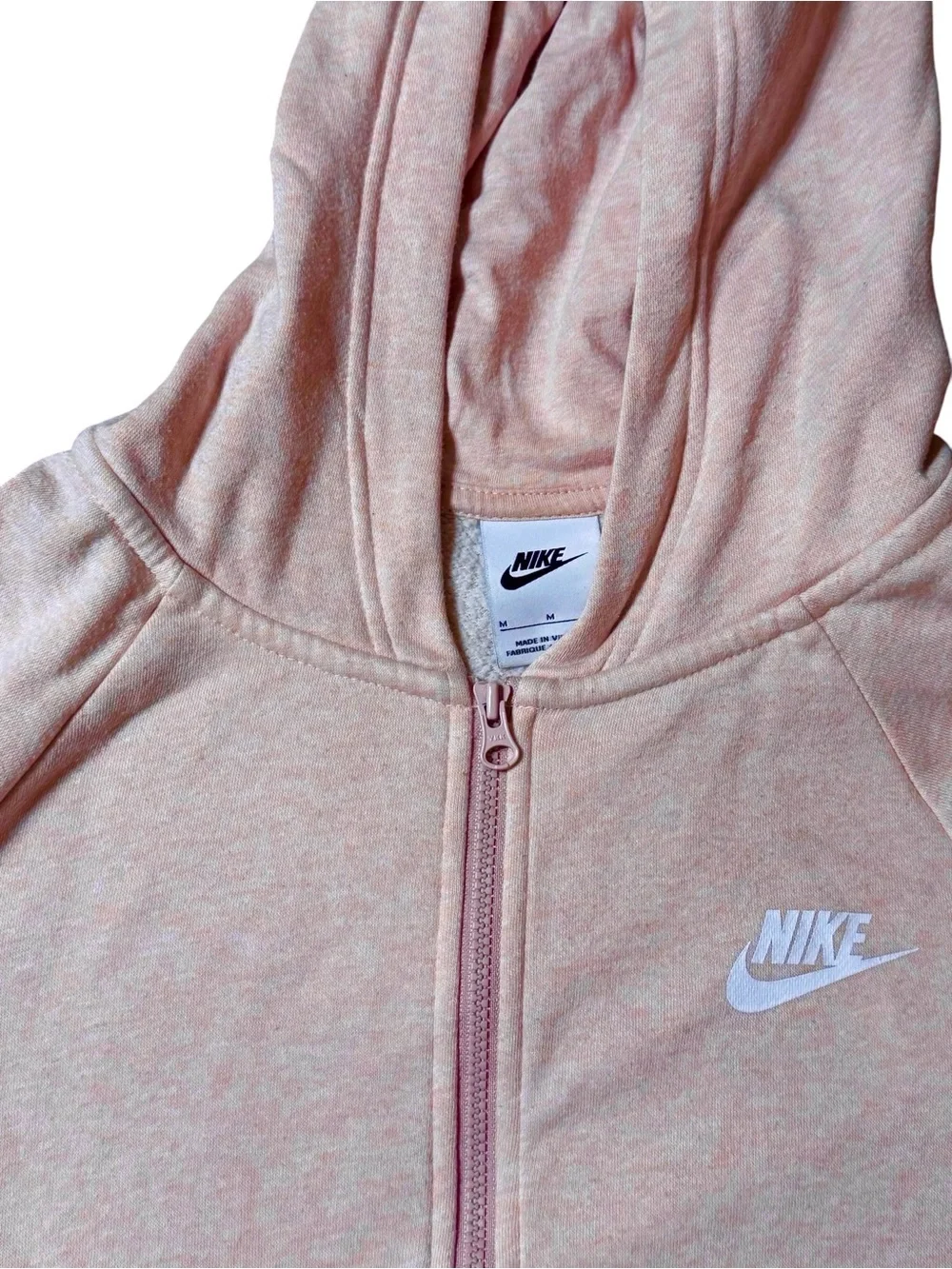 Nike Sportswear Women’s 1/4 Zip Club Essential Fleece Hoodie Medium Pink Oxford