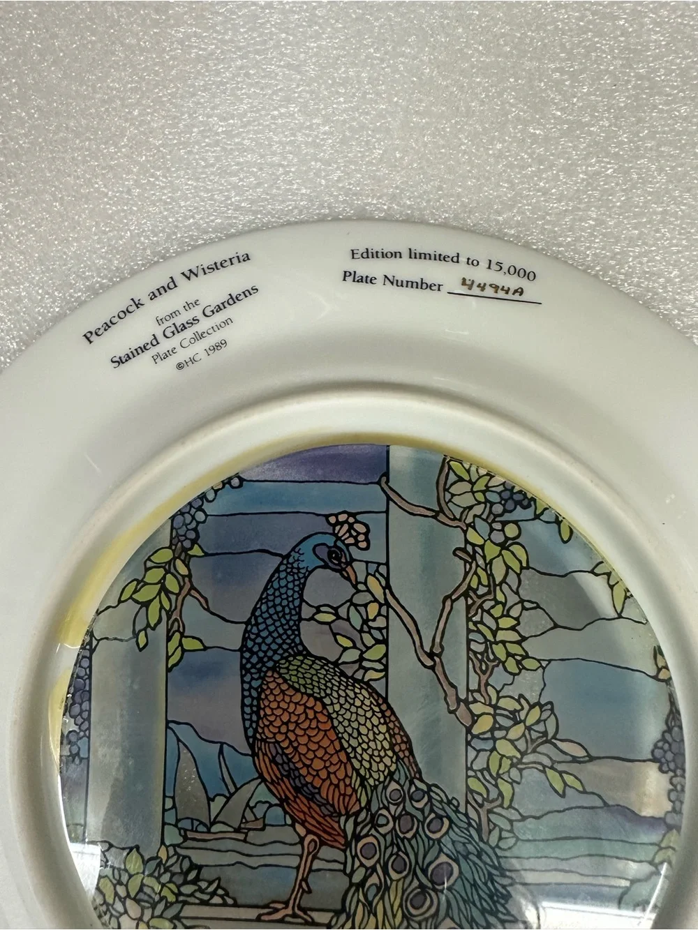 Vintage Decorative Peacock Motif Porcelain Plate - Golden rim.