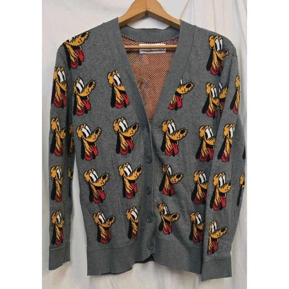 Disney Store Pluto Dog 90th Anniversary Varsity Grey Cardigan Adult