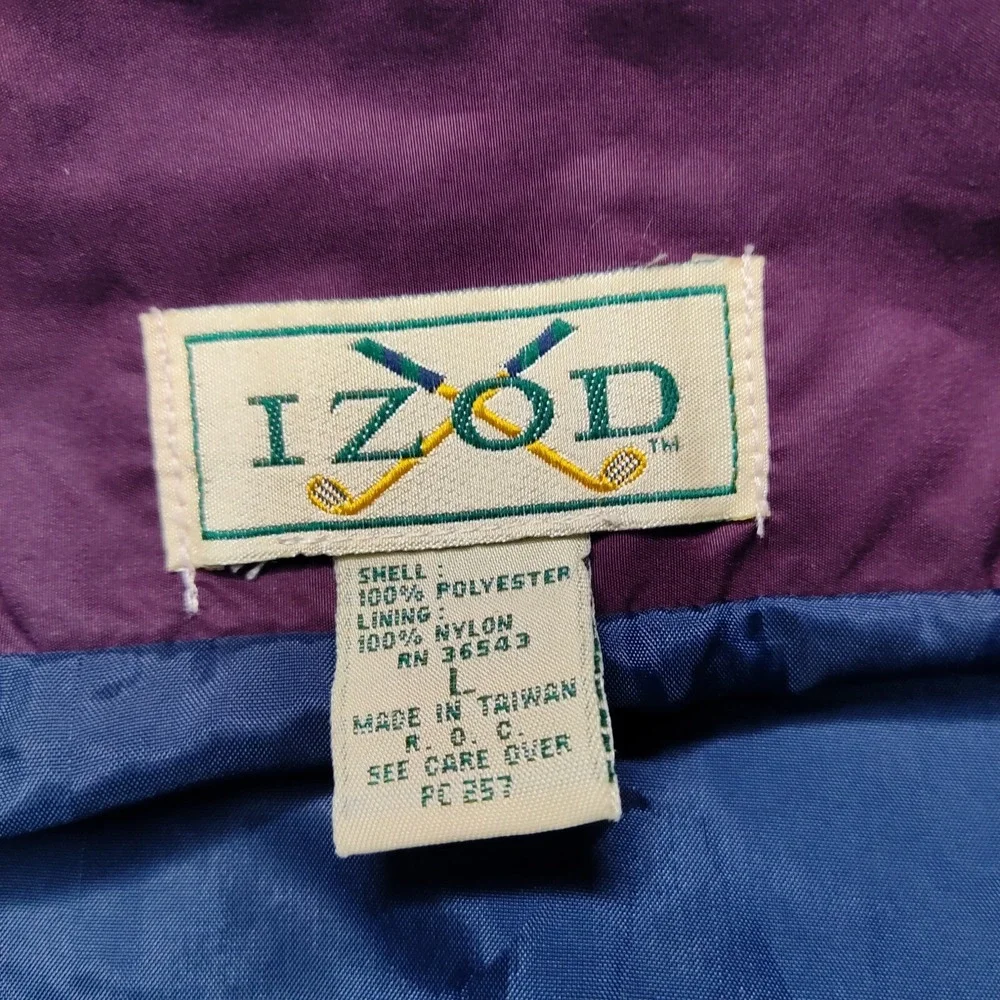 VTG IZOD GOLF Men‎ Large Blue Lined Double-Sided Embroidered Windbreaker Vest