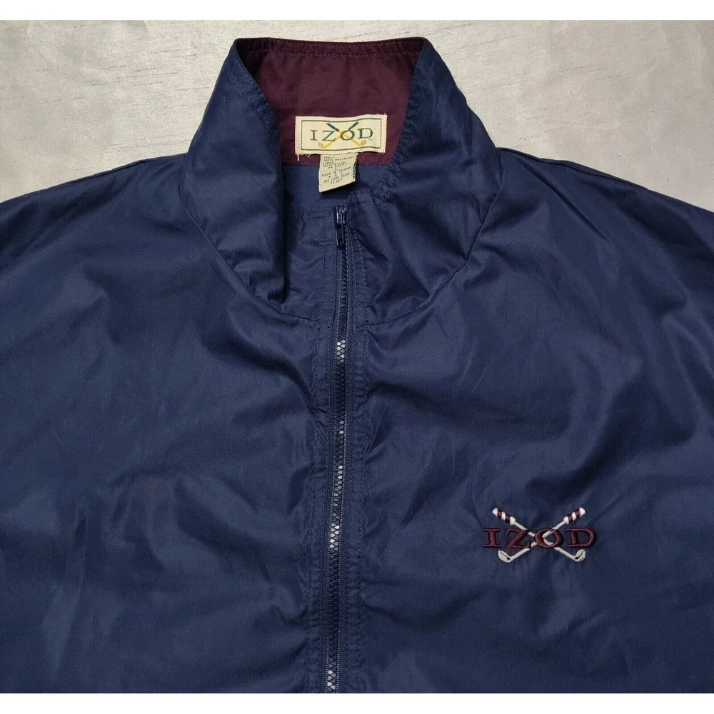 VTG IZOD GOLF Men‎ Large Blue Lined Double-Sided Embroidered Windbreaker Vest