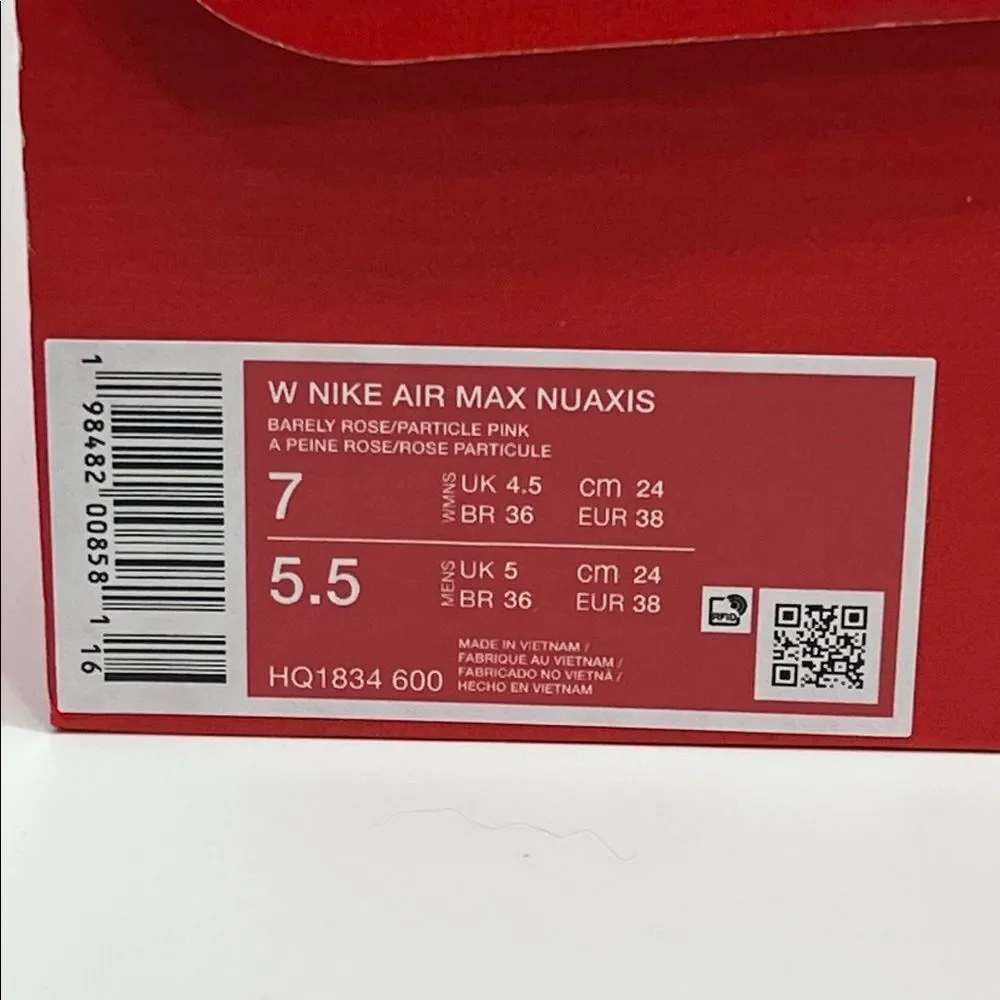 Women’s Nike Air Max Nuaxis Size 7. Barely Rose/Particle Pink Color. Brand New!