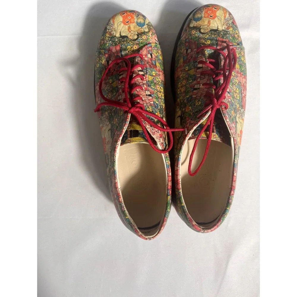 Jeon Klimt Art Print Lace Up Oxford Shoes Women's US 7M Made in USA Leather