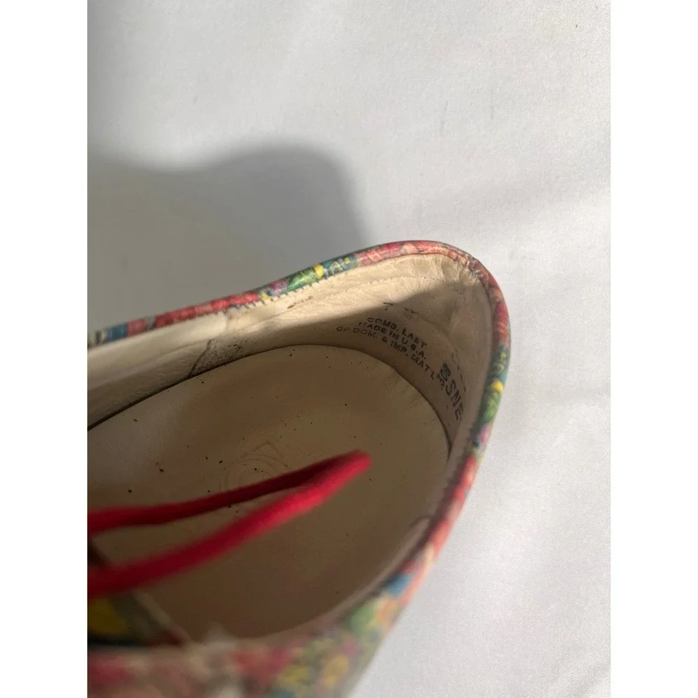 Jeon Klimt Art Print Lace Up Oxford Shoes Women's US 7M Made in USA Leather