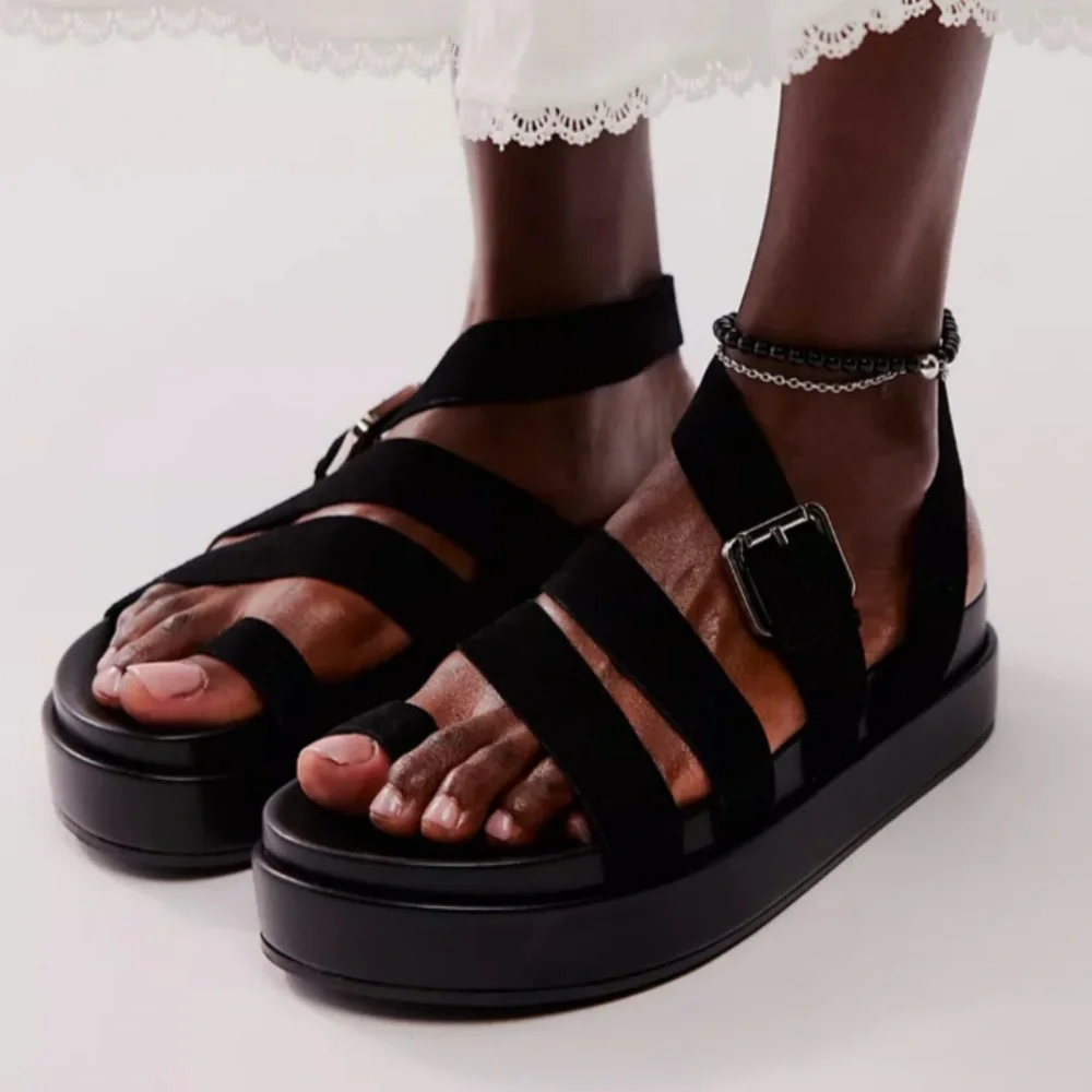 Jeffrey Campbell Black Platform Strappy Sandals