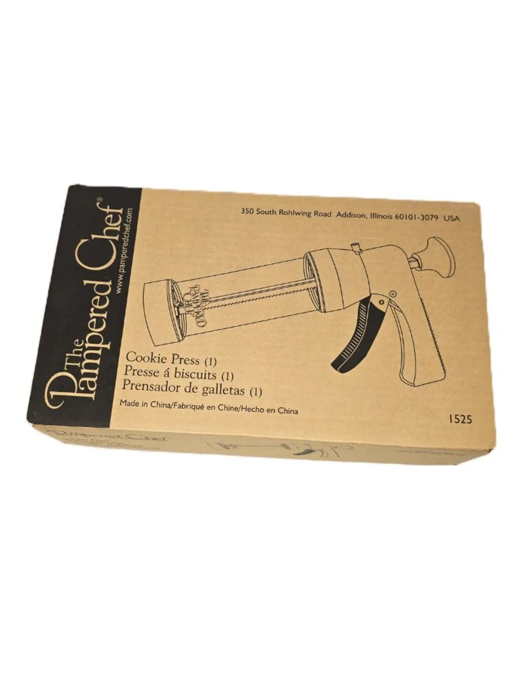 Pampered Chef Cookie Press 1525 In Box 16 Disks Instructions Included Open Box