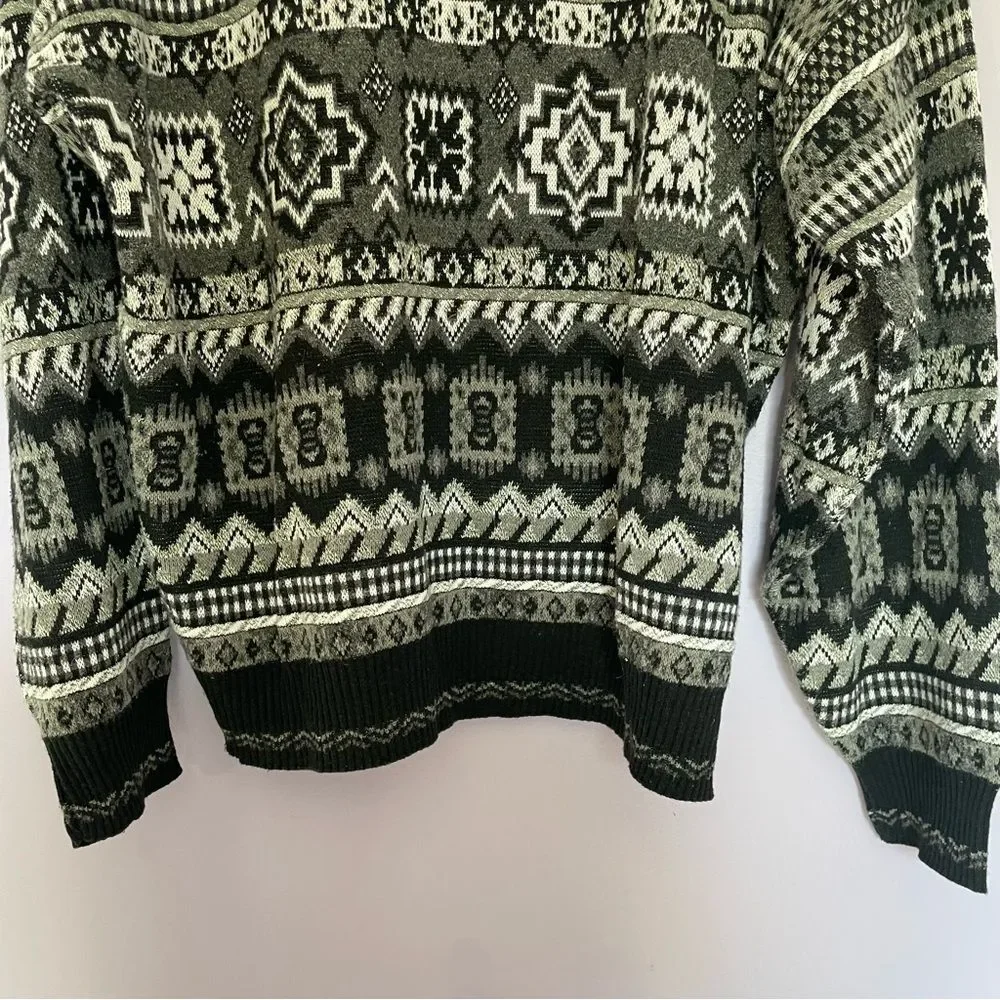 Florence Tricot Made in Italy Grandpa Crewneck Sweater Vintage Black and White