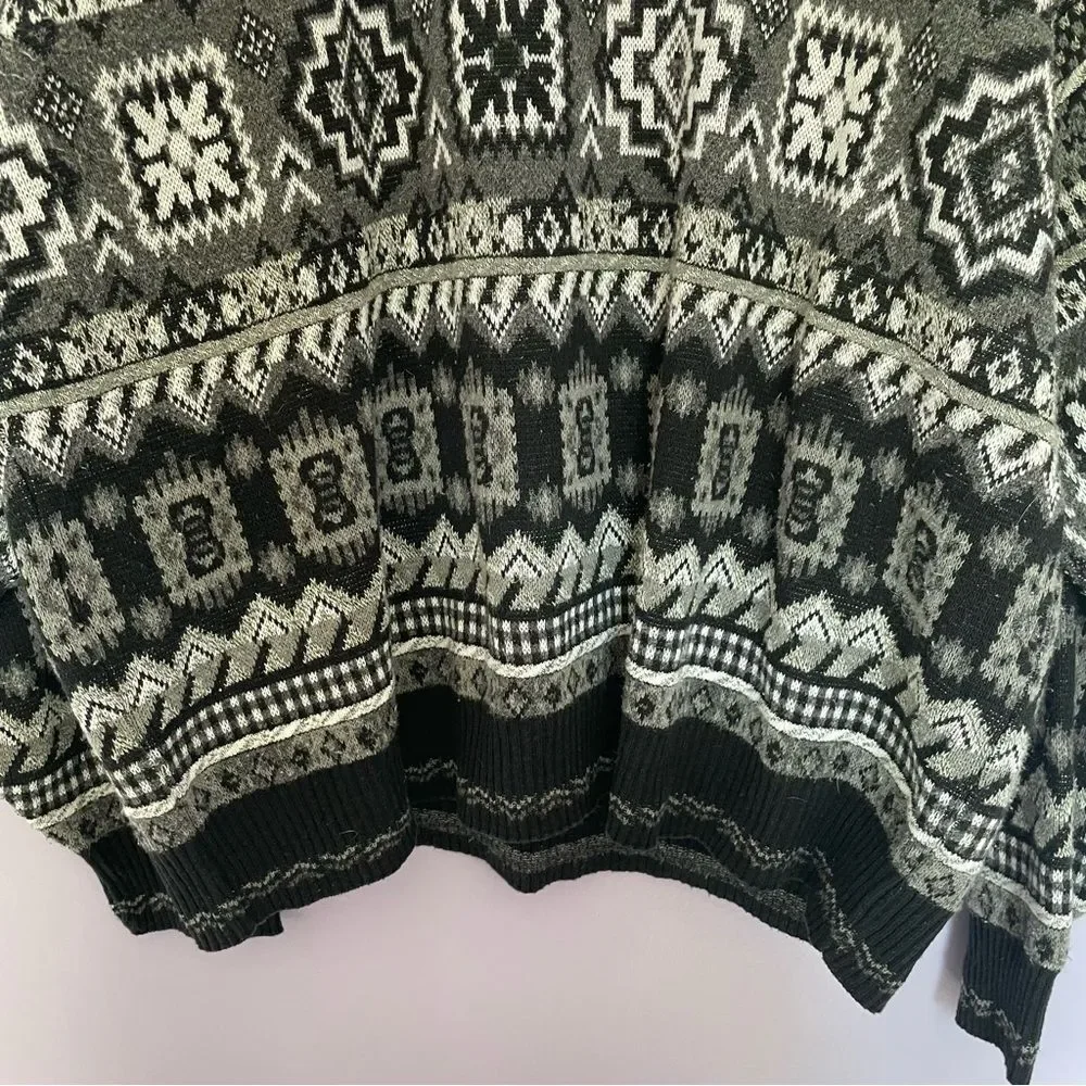 Florence Tricot Made in Italy Grandpa Crewneck Sweater Vintage Black and White