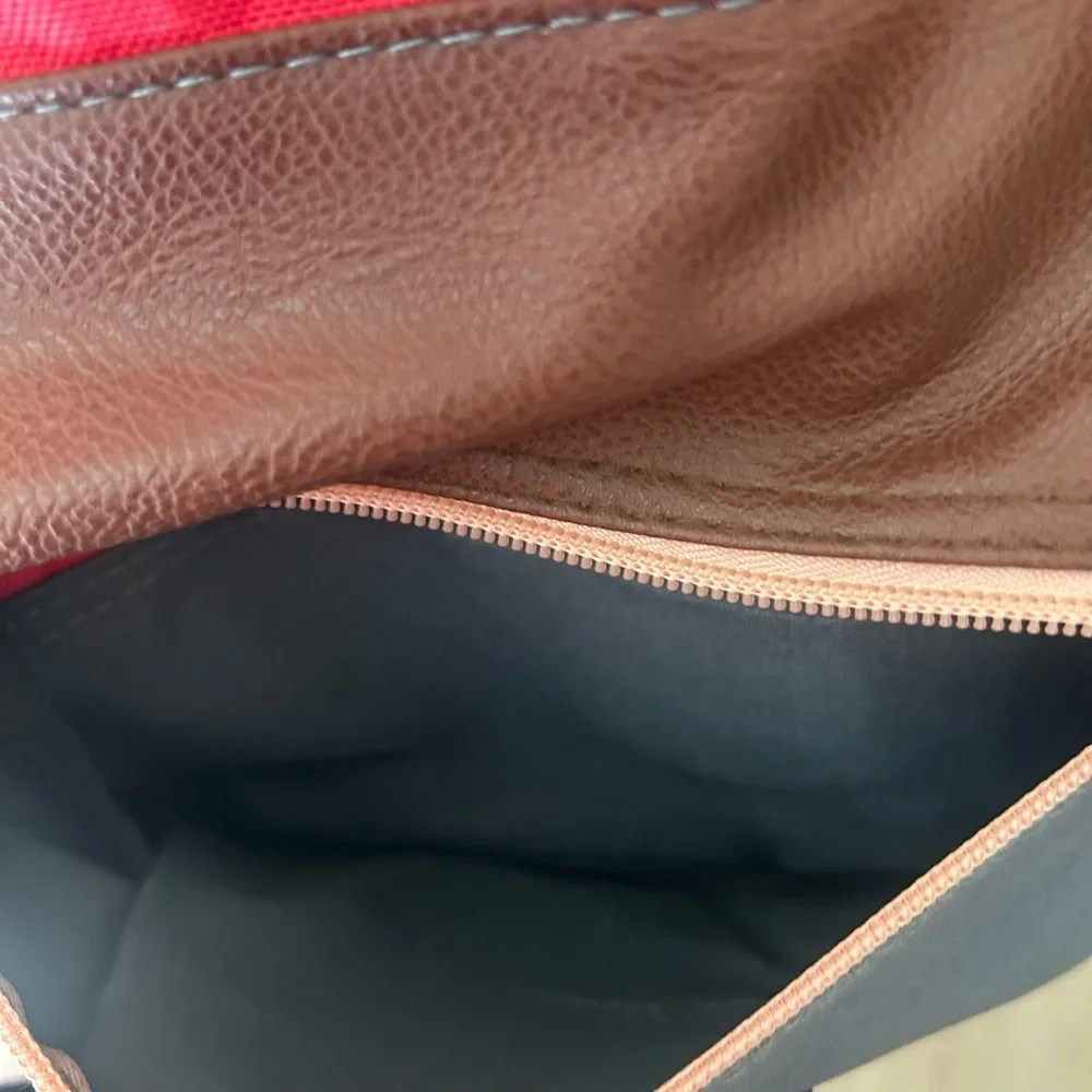 Quiksilver Pink and Gray School Backpack with Leather Accents
