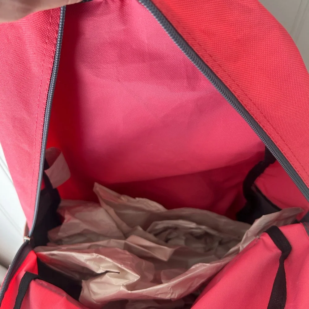 Quiksilver Pink and Gray School Backpack with Leather Accents