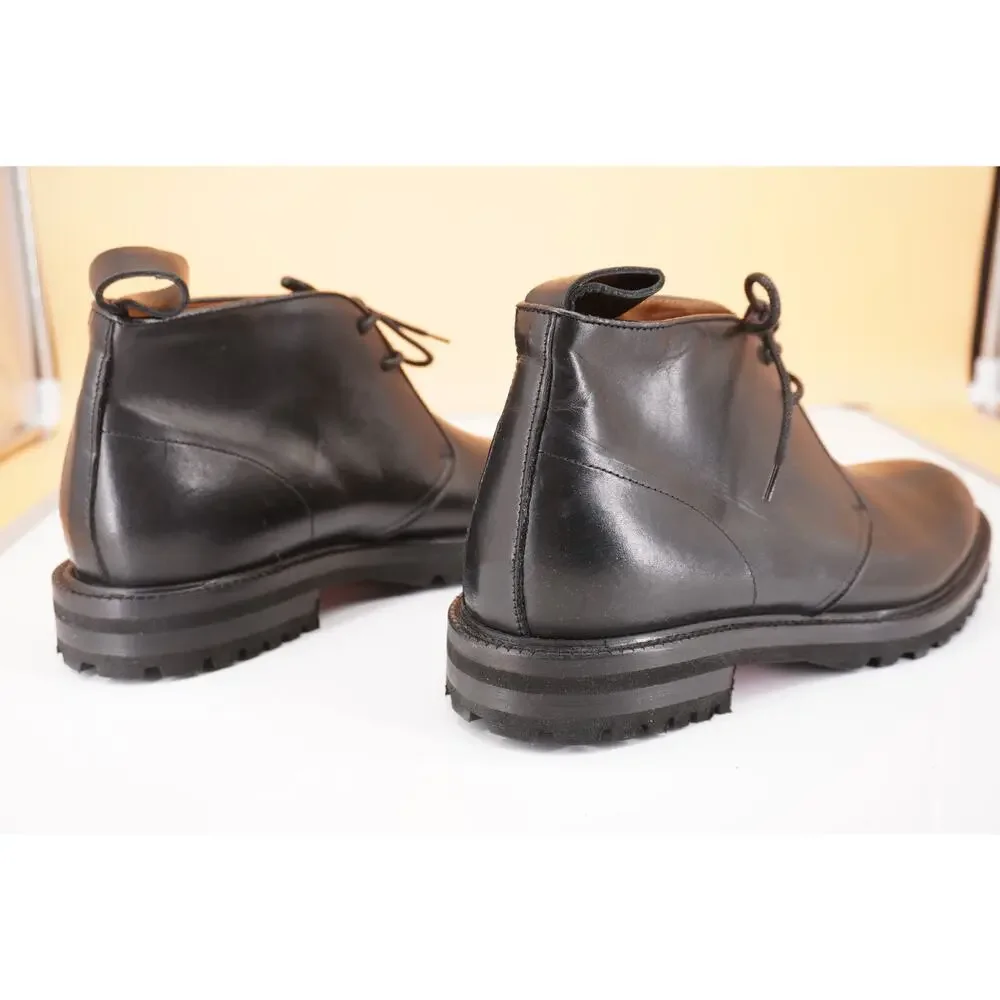 GREATS Brooklyn Chukka Boot Black Leather SZ 8 New Desert Lug 2 lace Army