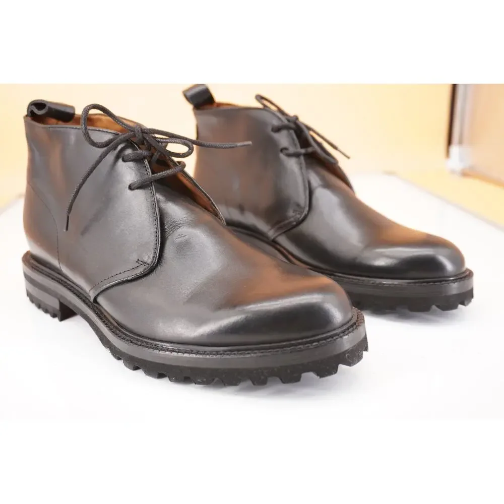 GREATS Brooklyn Chukka Boot Black Leather SZ 8 New Desert Lug 2 lace Army