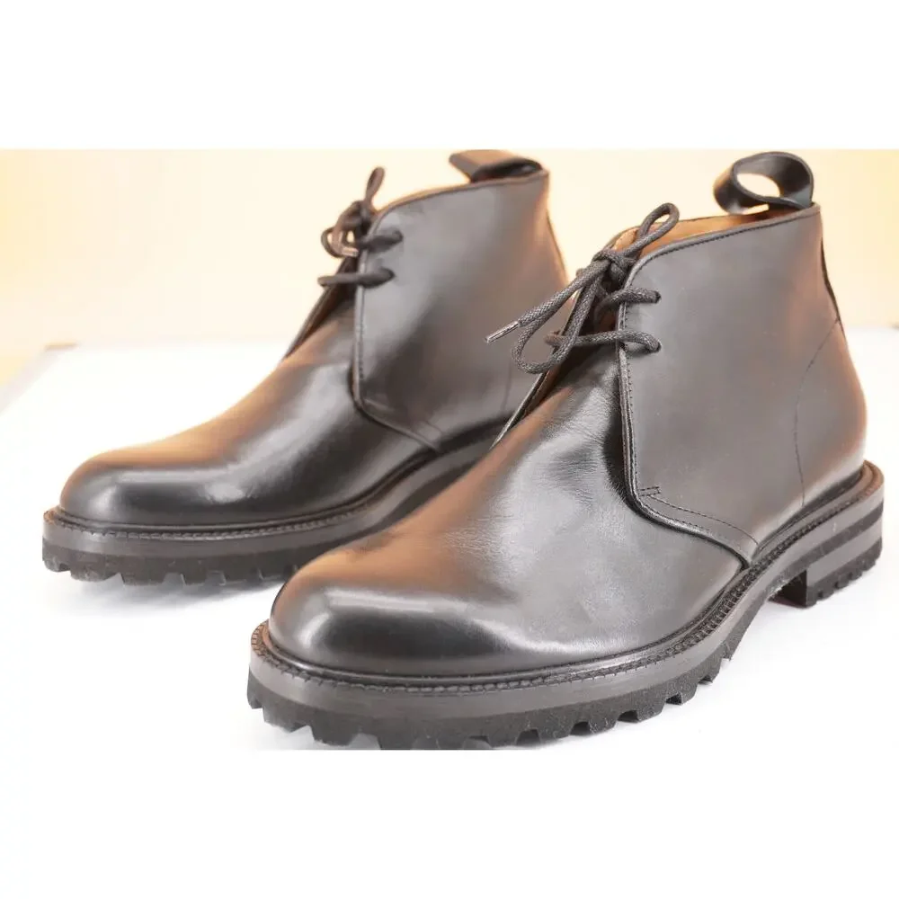 GREATS Brooklyn Chukka Boot Black Leather SZ 8 New Desert Lug 2 lace Army