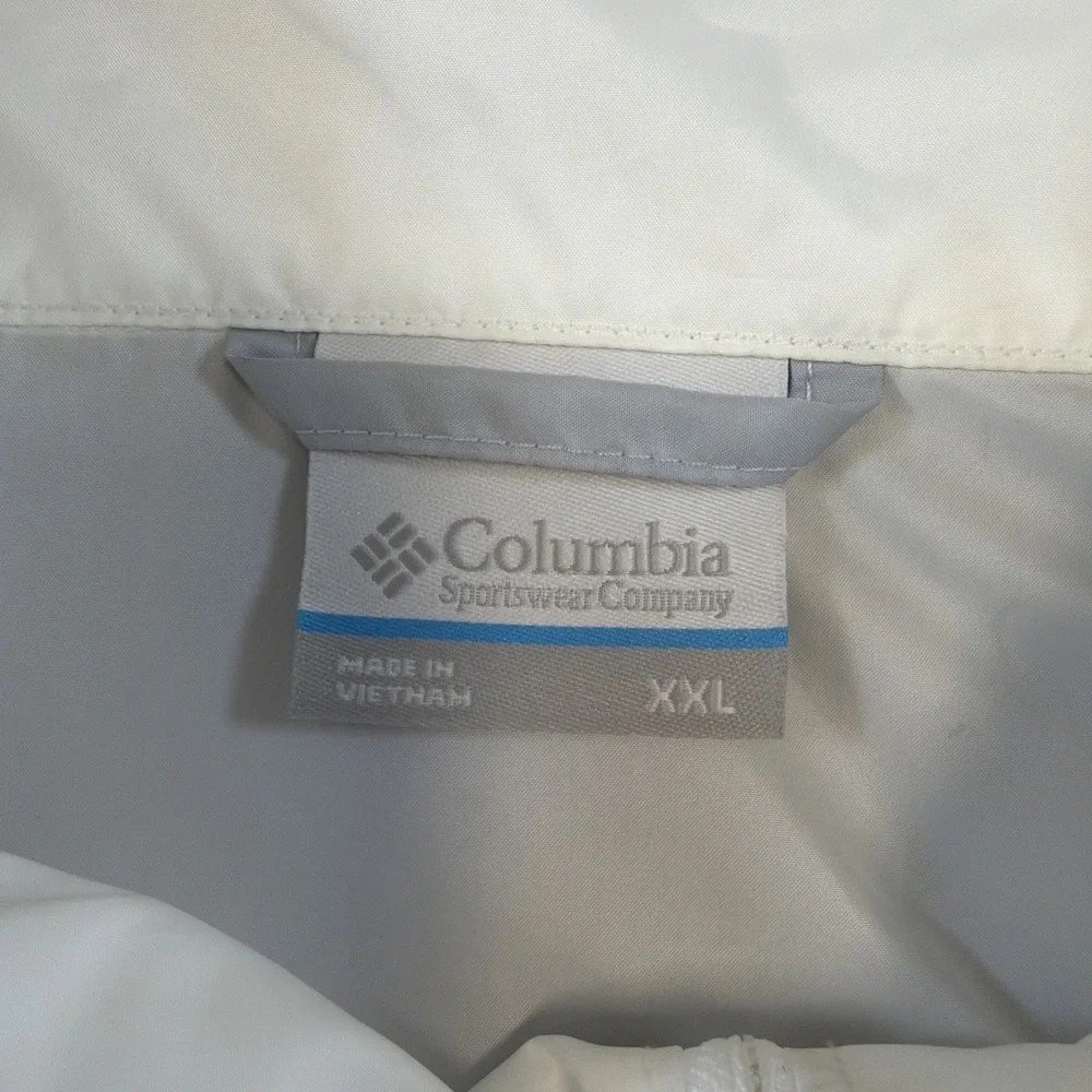 Columbia Center Ridge II Windbreaker Jacket Men's XXL Hooded White Gray