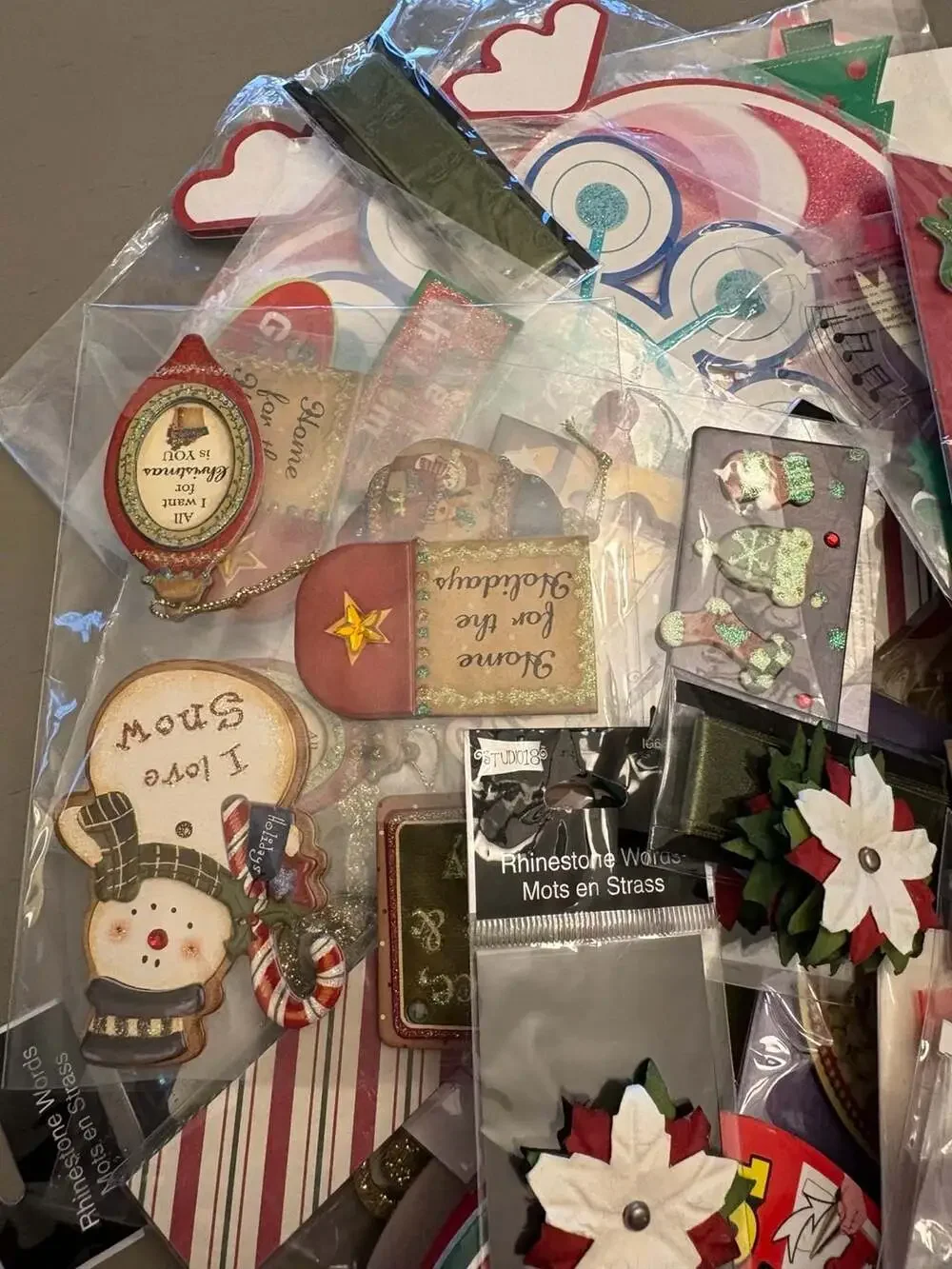 Assorted Christmas Scrapbooking and Card Making Craft Supplies Lot