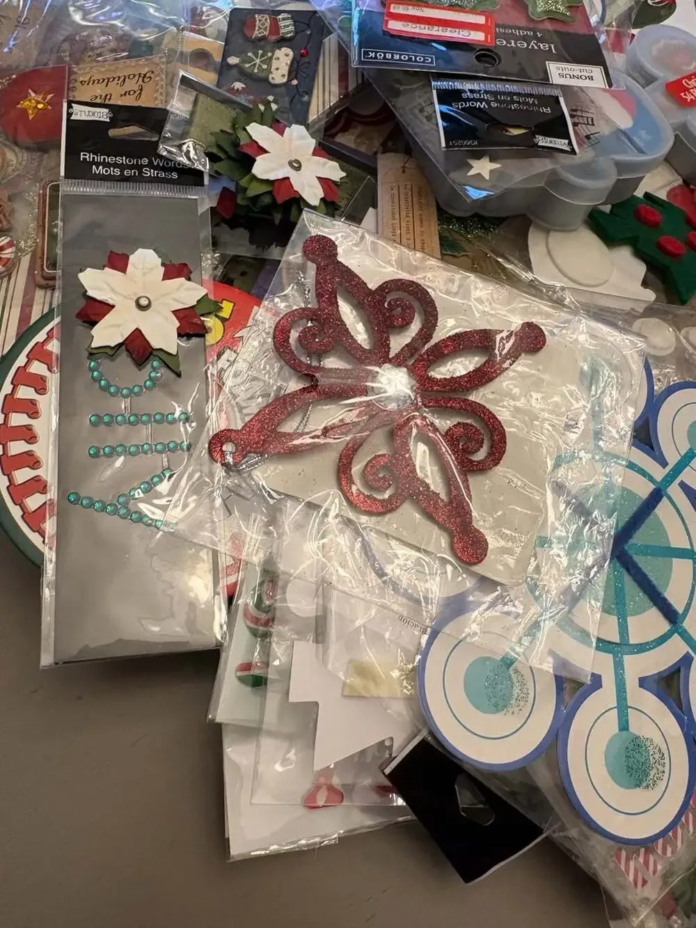 Assorted Christmas Scrapbooking and Card Making Craft Supplies Lot