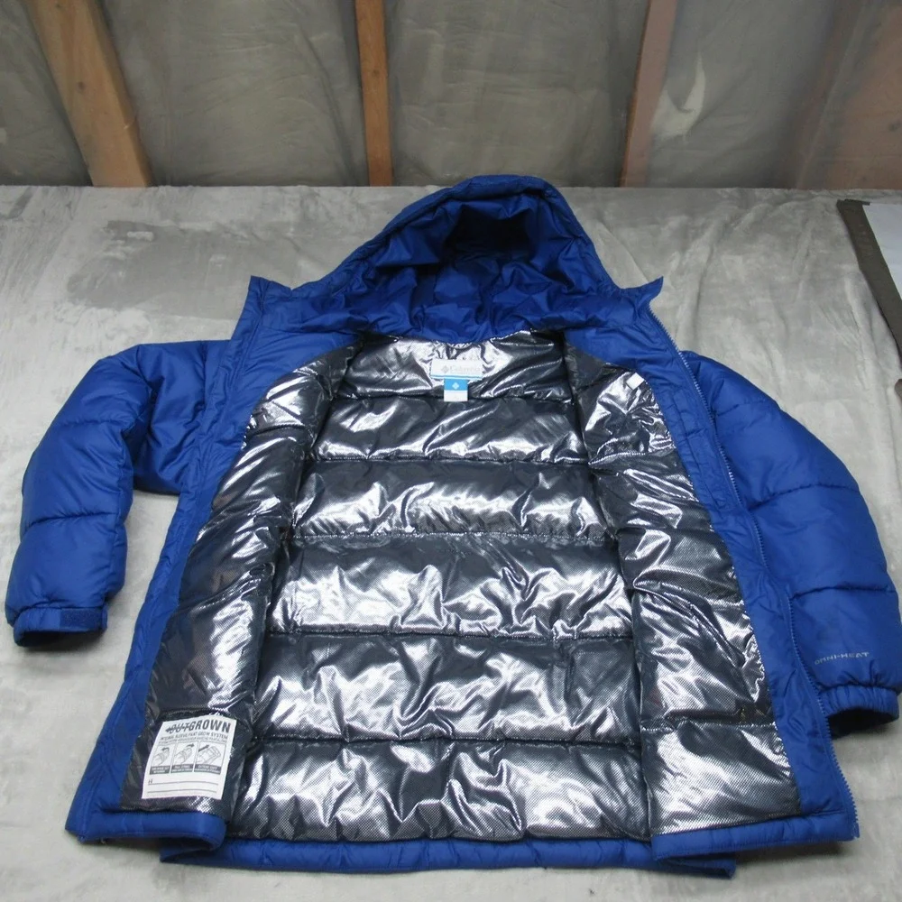 Columbia Jacket Kids Large 14-16 Blue Omni-Heat Hooded Puffer Winter Wear Warm