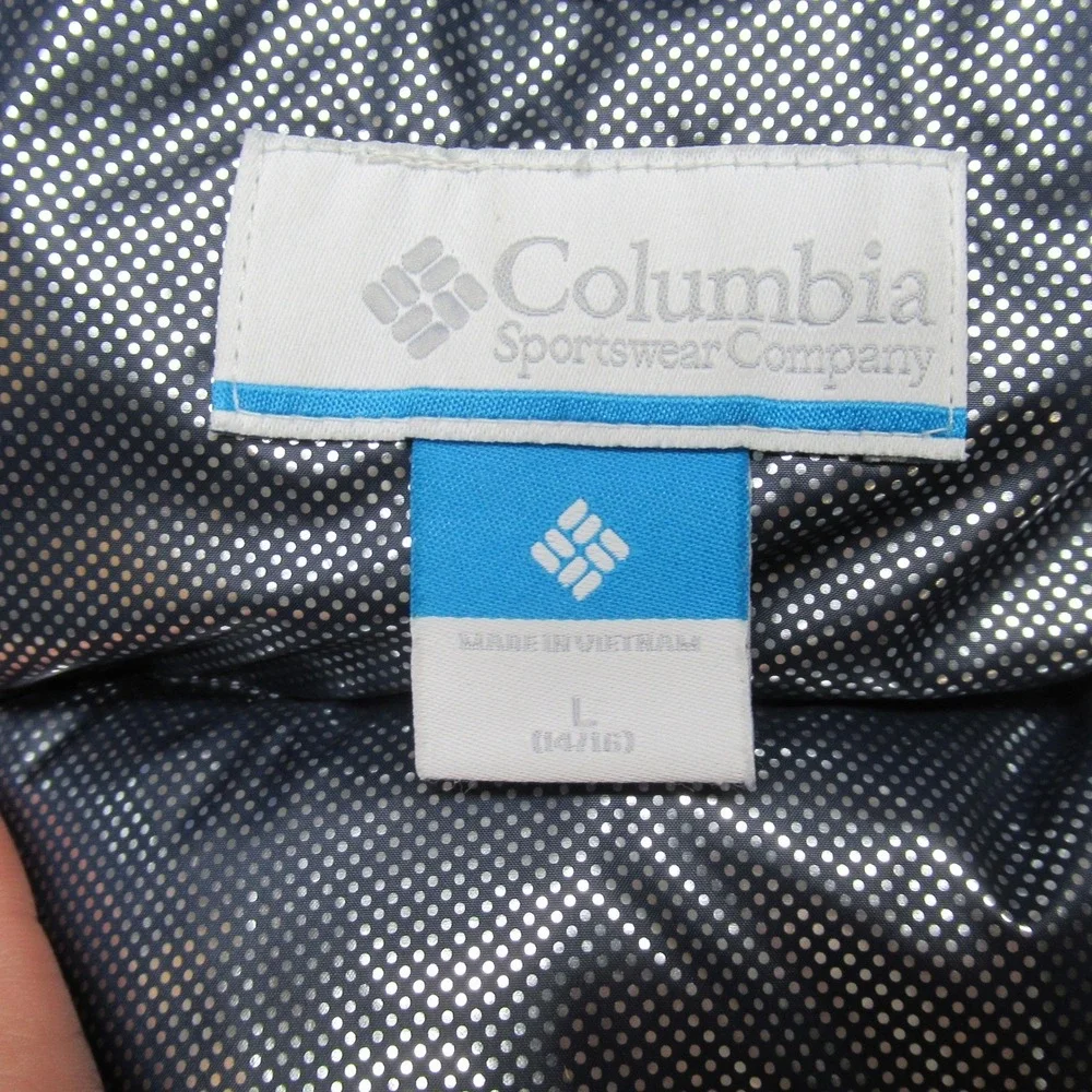 Columbia Jacket Kids Large 14-16 Blue Omni-Heat Hooded Puffer Winter Wear Warm