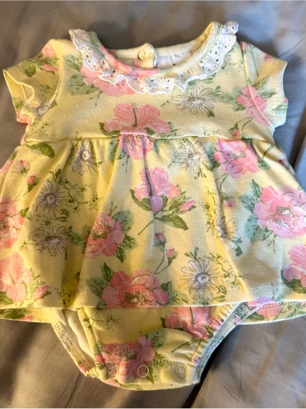 Laura Ashley Yellow Floral Baby One-Piece