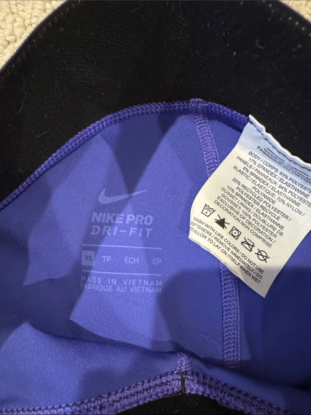 Nike Women's Royal Blue Athletic Compression Shorts with Black Logo Waistband