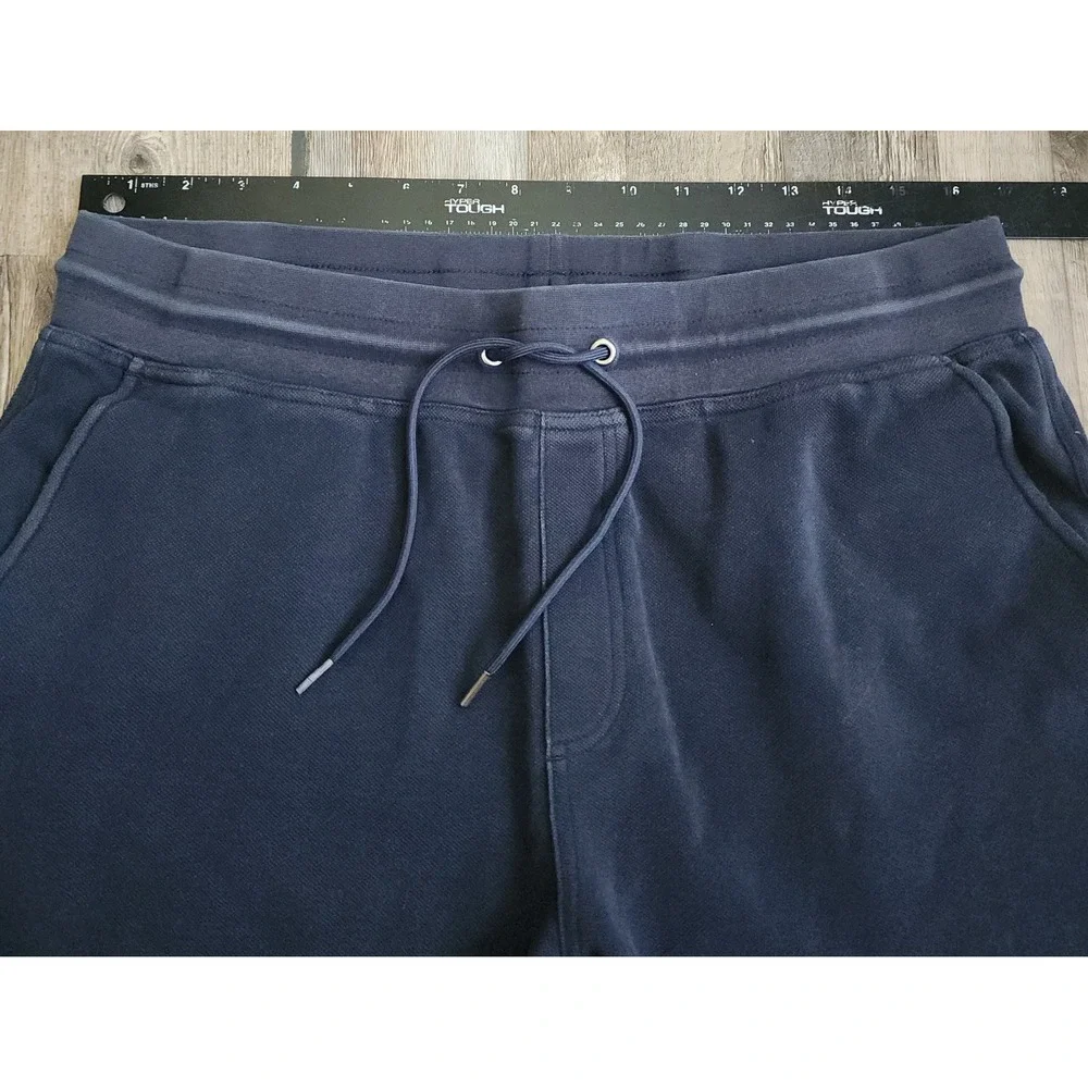 Brooks Brothers Knit Shorts Mens Medium Navy Blue Pique Drawstring Fleece Logo