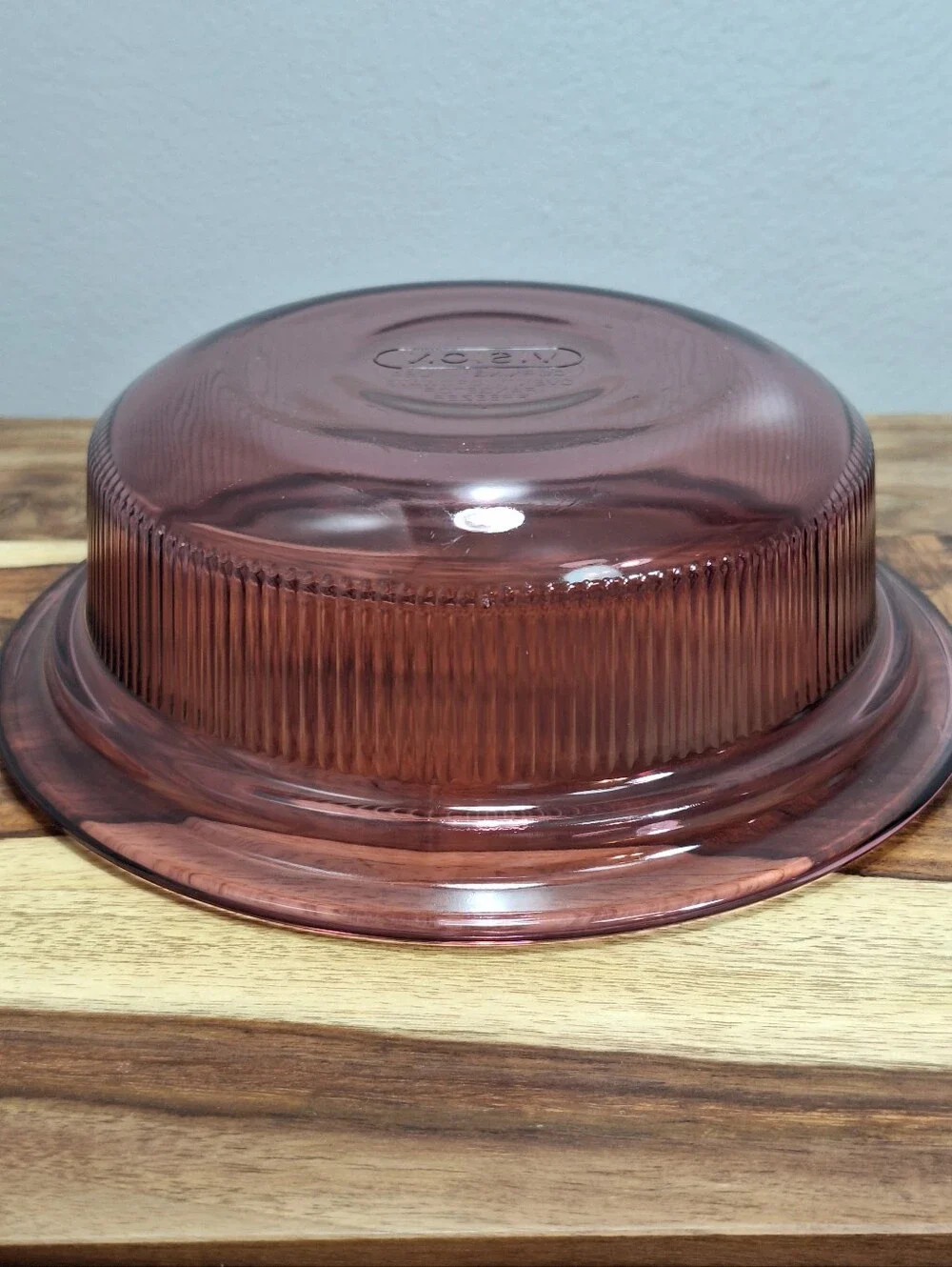 Vtg Vision Ware Cranberry 24oz Casserole Dish V-30-B With Plastic Corning Lid