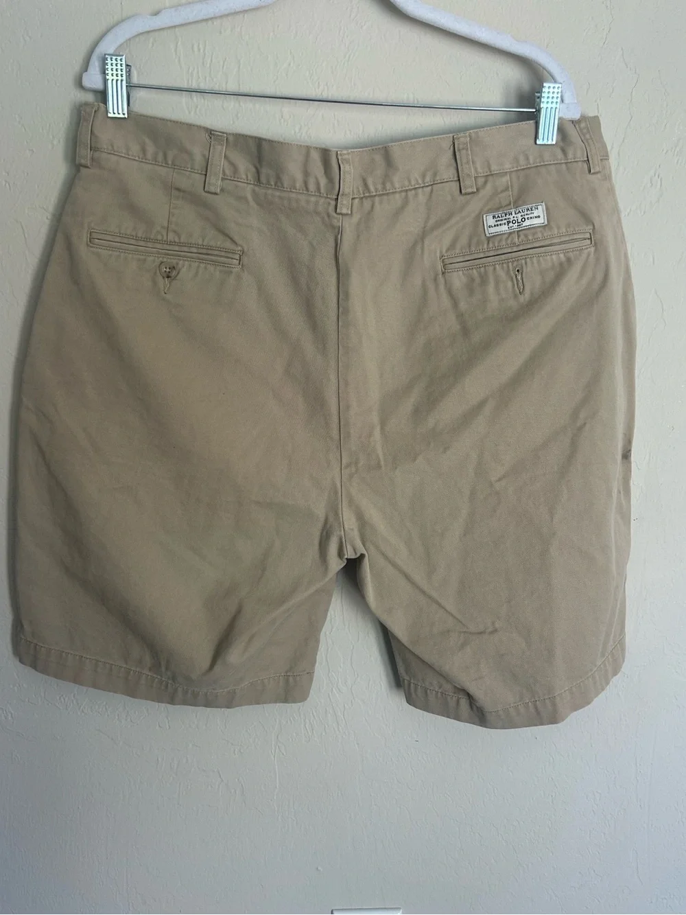 Polo Ralph Lauren Shorts Mens 38 Chino Flat Front Khaki School Preppy (1763)