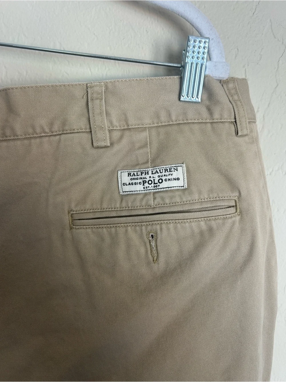 Polo Ralph Lauren Shorts Mens 38 Chino Flat Front Khaki School Preppy (1763)