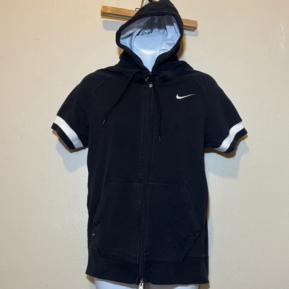 Nike Women's Black and White Hooded Jacket