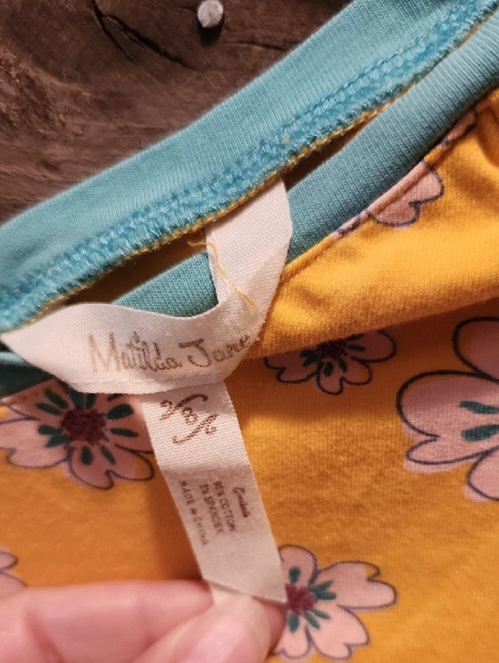 Matilda Jane Yellow Floral Long Sleeve Knit Dress with Aqua Trim