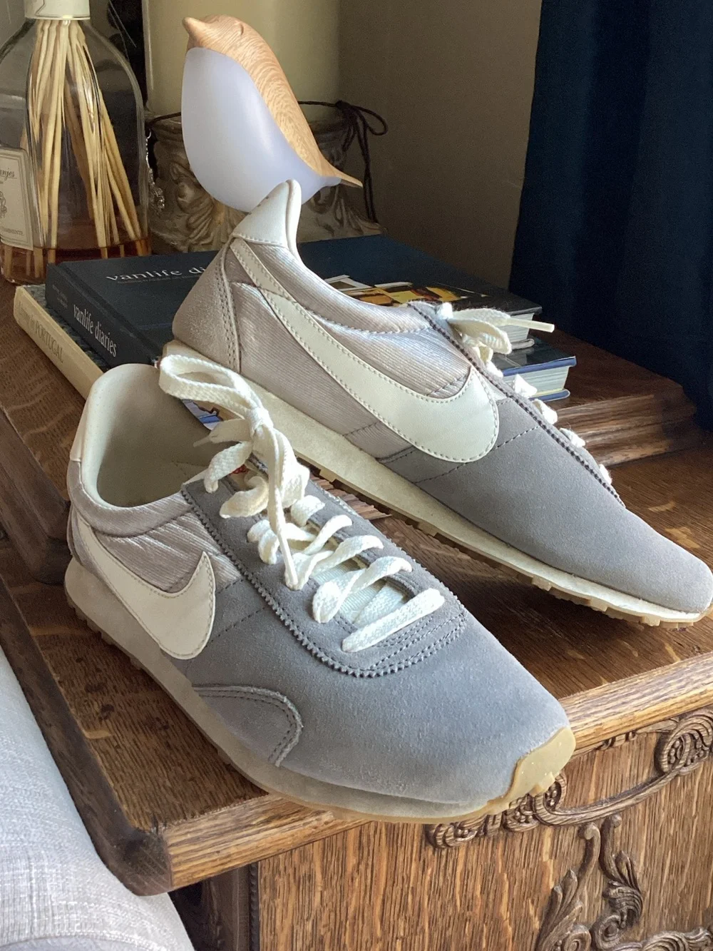 Nike Men’s Light Gray Suede Sneakers with White Swoosh