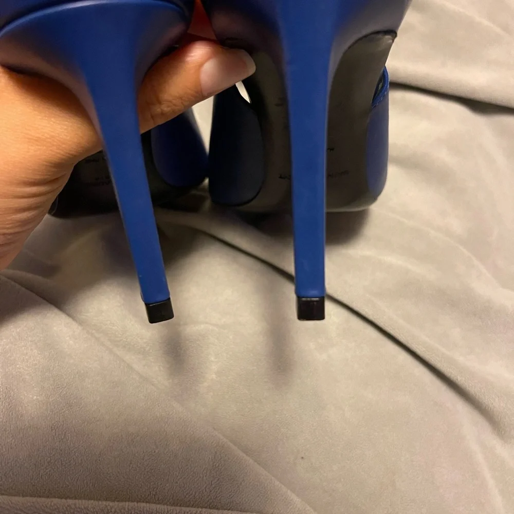 YSL Saint Laurent Two Tone Blue Black Heels Sz 37