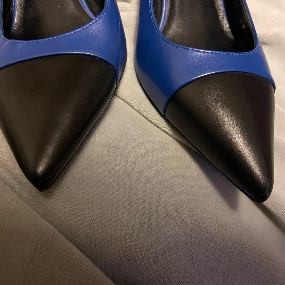 YSL Saint Laurent Two Tone Blue Black Heels Sz 37