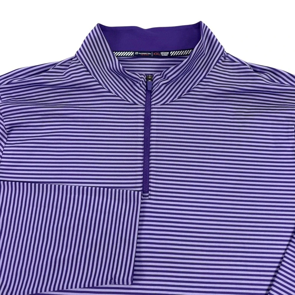Southern Tide Pullover Mens 2XL Purple Striped 1/4 Zip Long Sleeve Golf Shirt