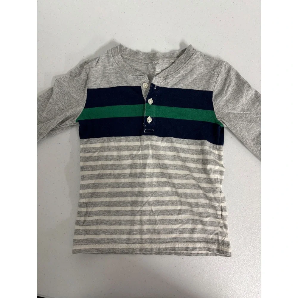 Carter's Cat & Jack Boys 4T Long Sleeve Shirts Bundle Striped Henley Polo 3pc