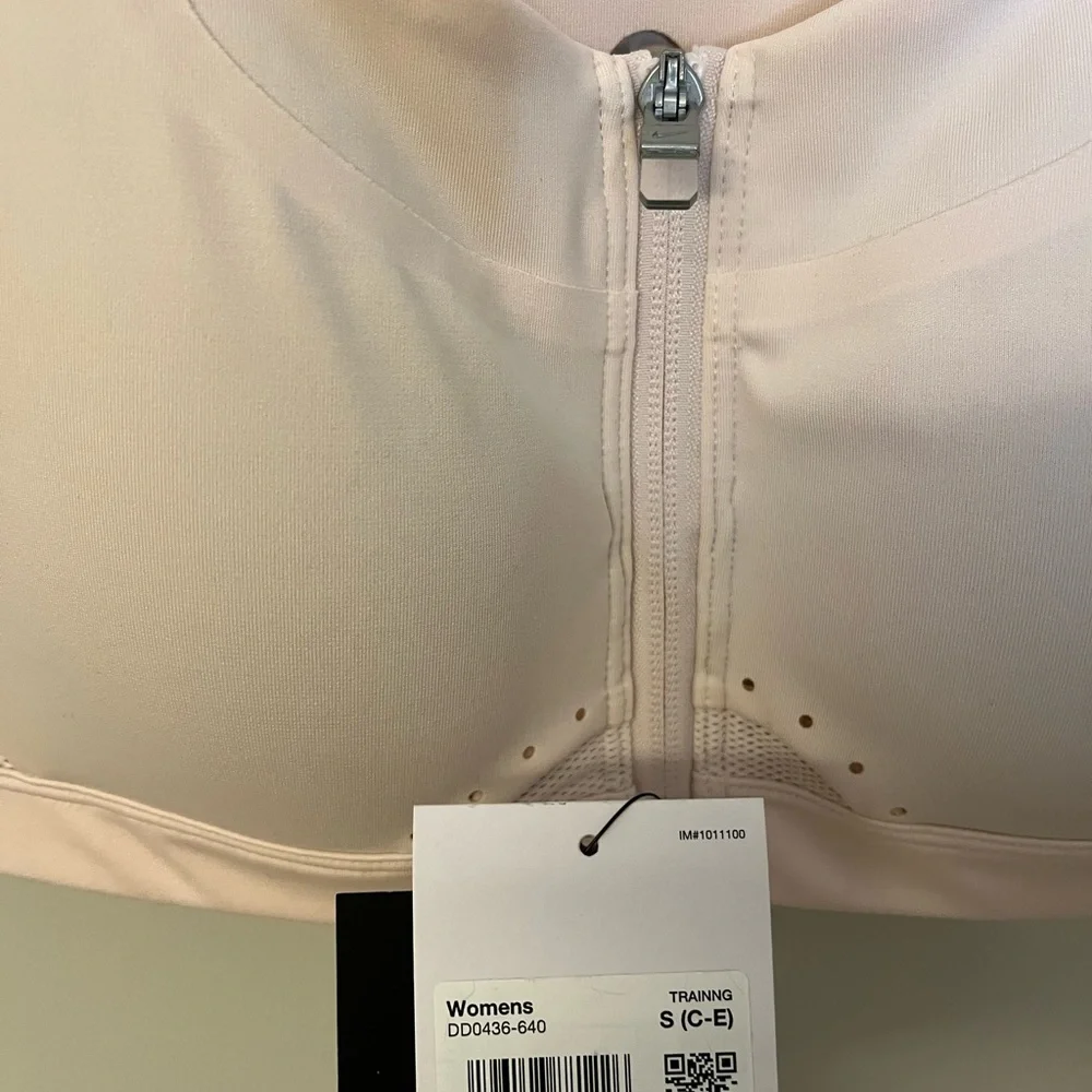 NEW Nike Alpha Women's High-Support Padded Zip Front Racerback Pink Sports bra