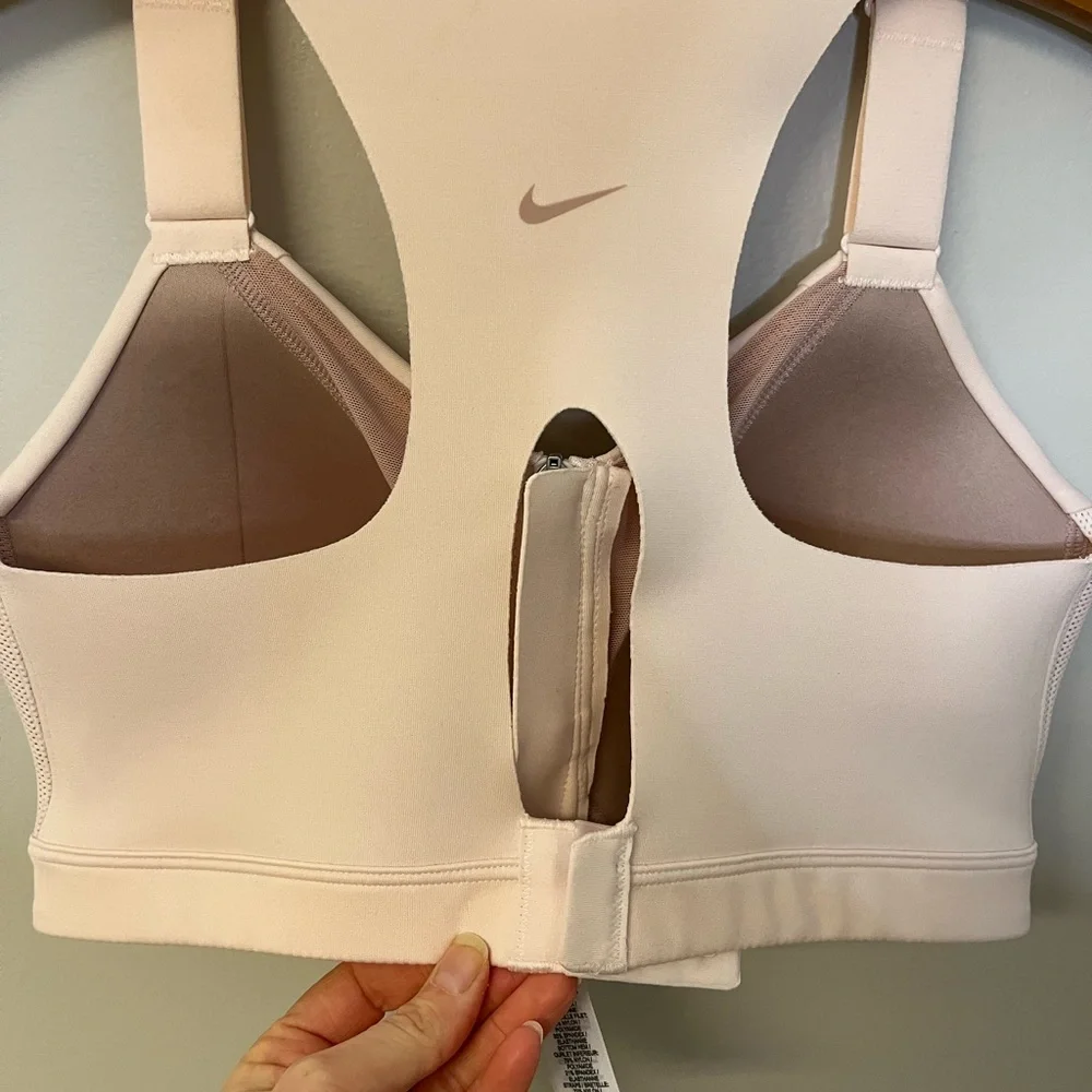 NEW Nike Alpha Women's High-Support Padded Zip Front Racerback Pink Sports bra