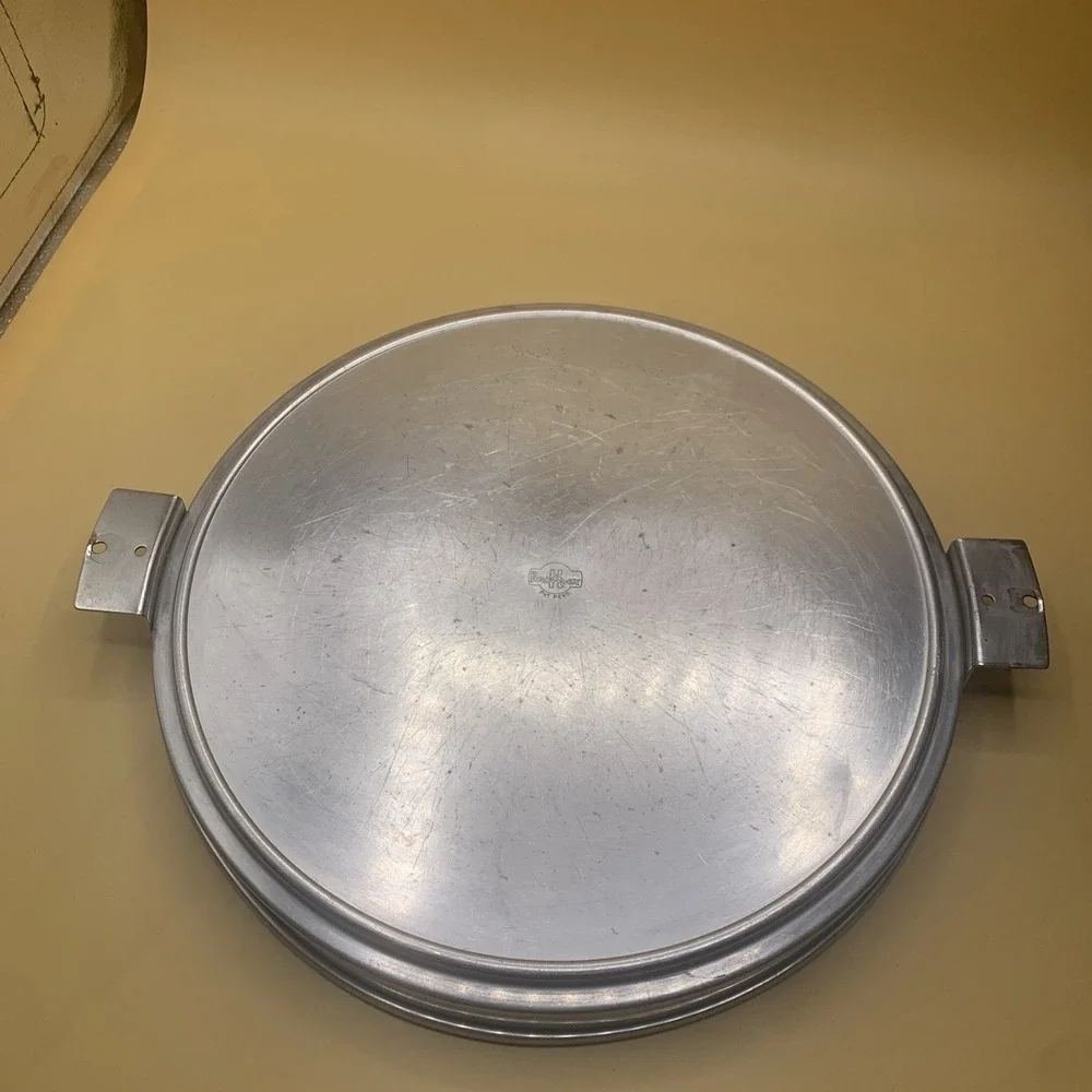 Vintage  Kromex Aluminum CAKE On The Front Base And Lid With Black Handle