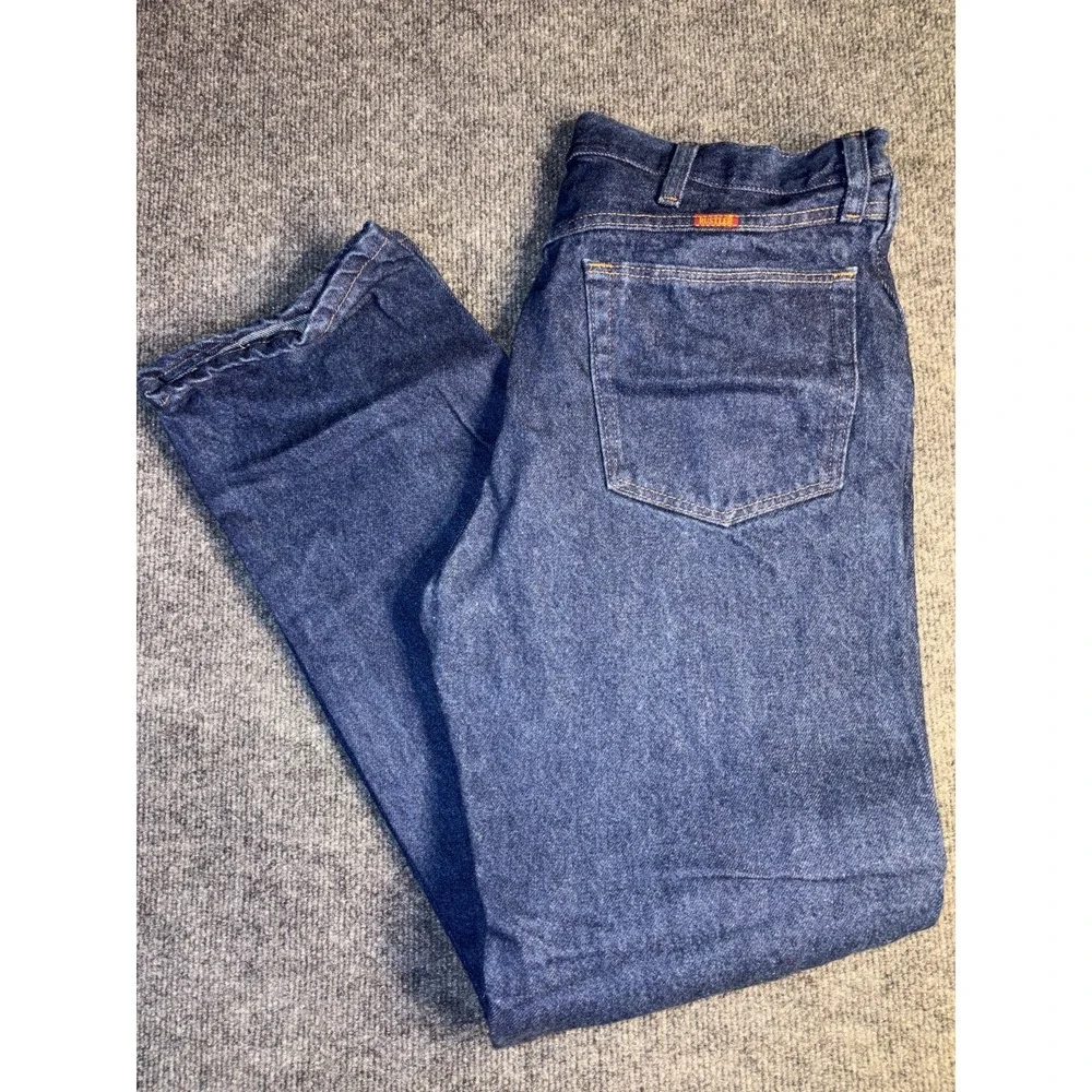 Wrangler Rustler Jeans Mens 34x32 Blue Denim Regular Fit Straight Leg‎ 87619PW
