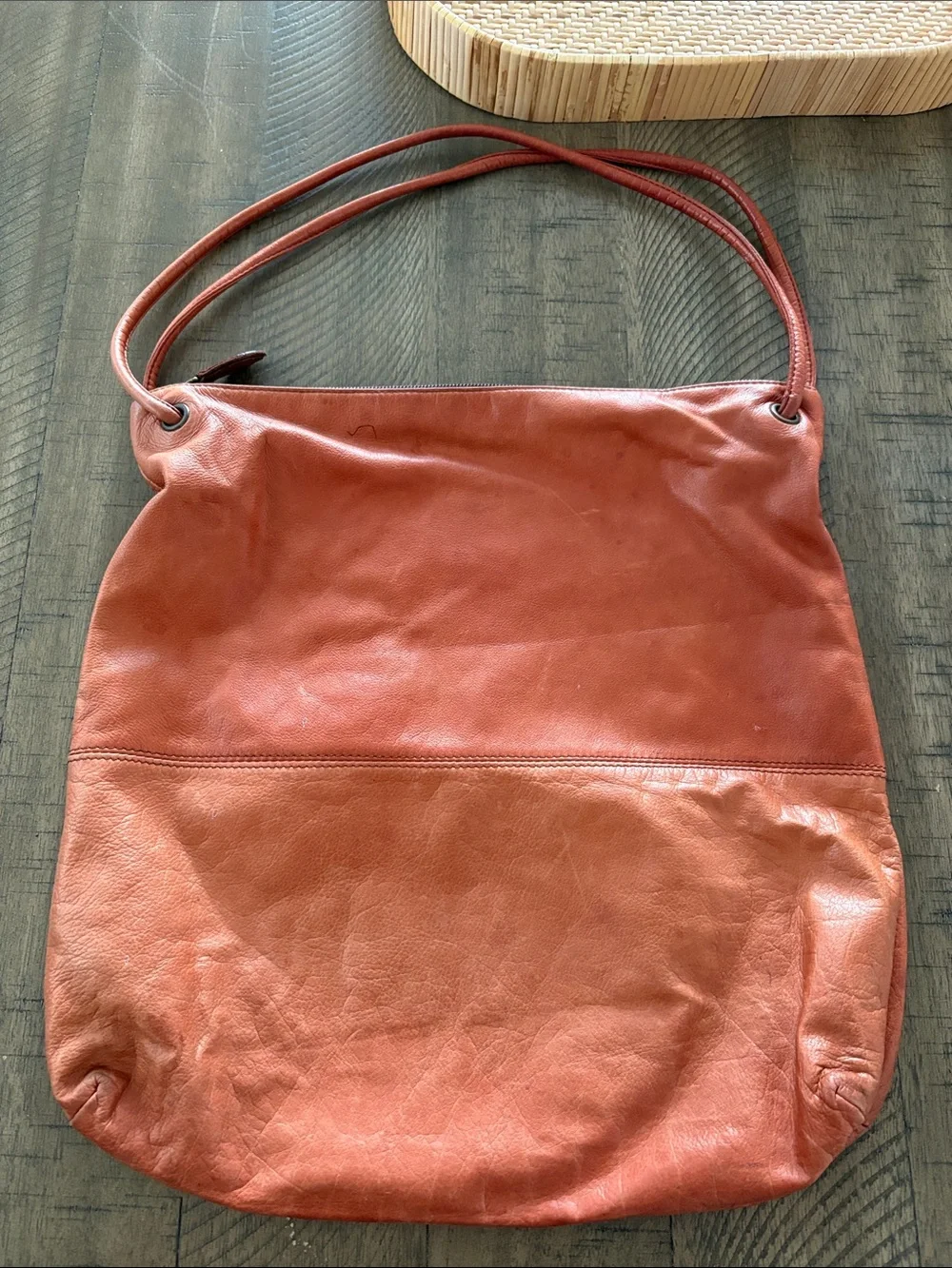 Everyday Soft Leather Shoulder Bag in Rust Orange
