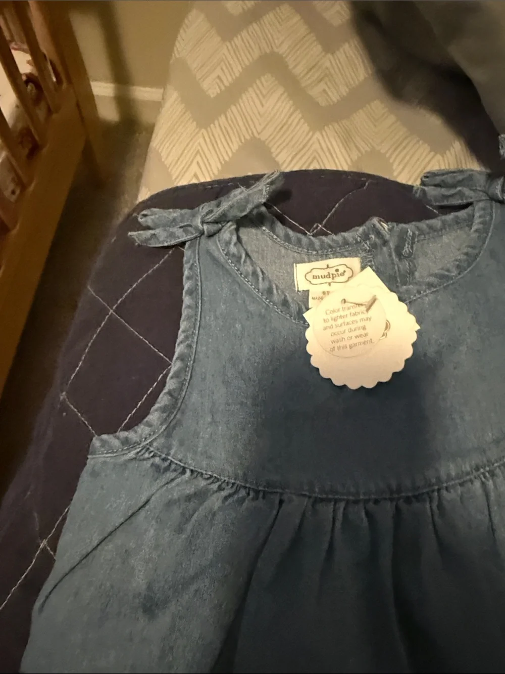 Mud Pie Toddler Denim-Look Dress in Light Blue