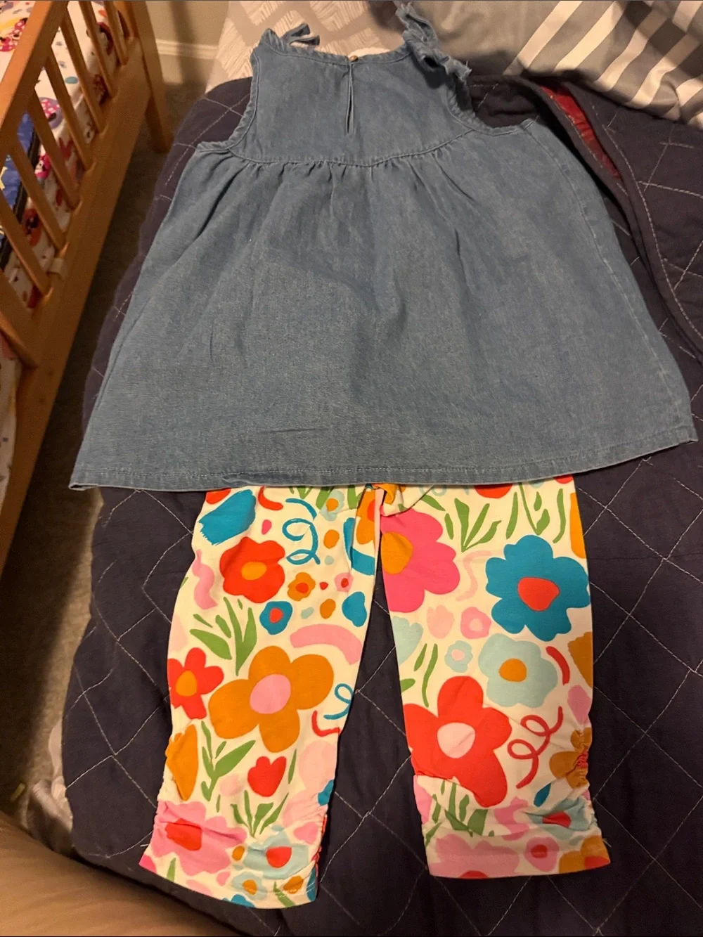 Mud Pie Toddler Denim-Look Dress in Light Blue