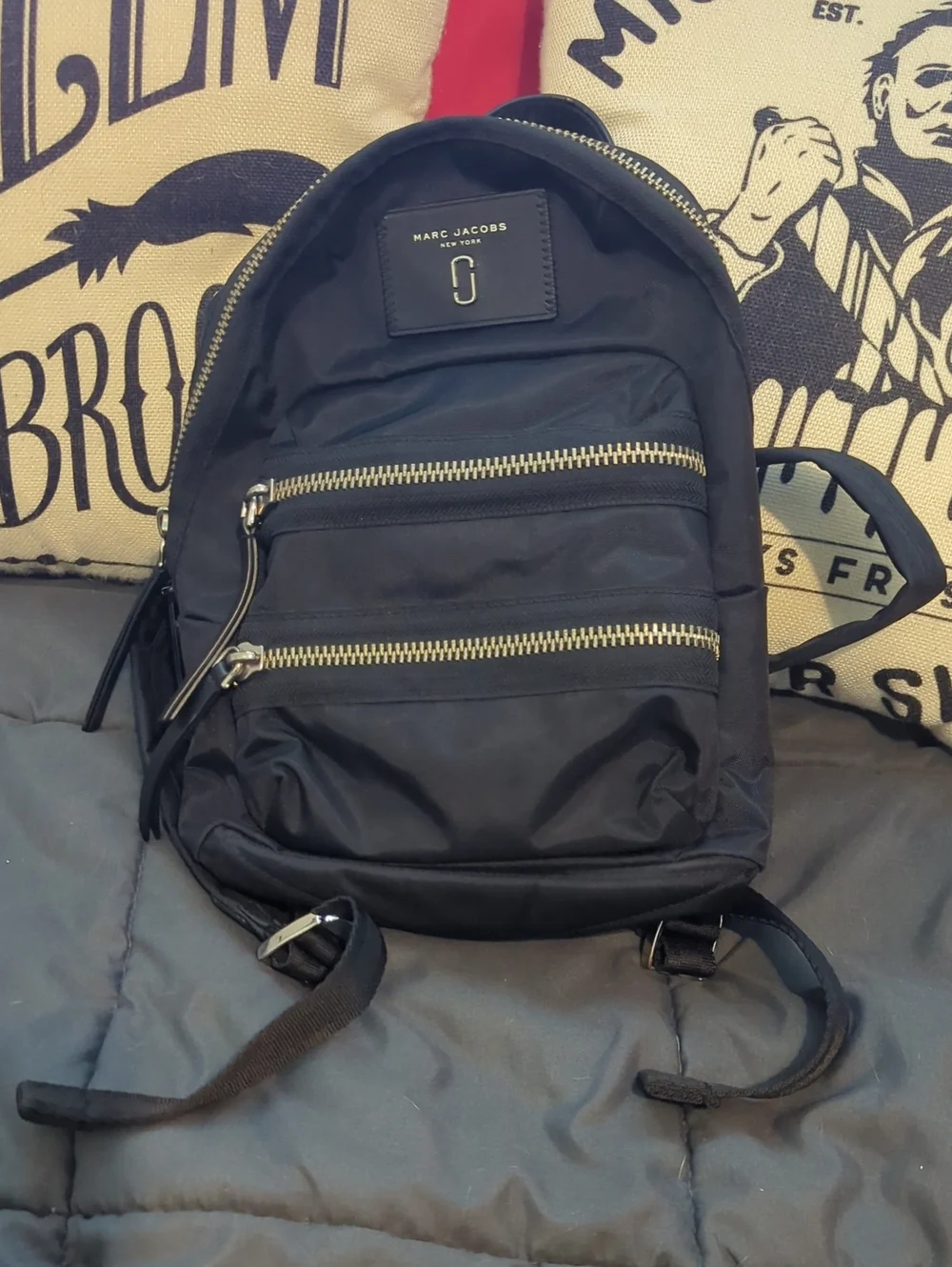 Marc Jacobs Black Nylon Small Zip-Front Backpack Made In Italy