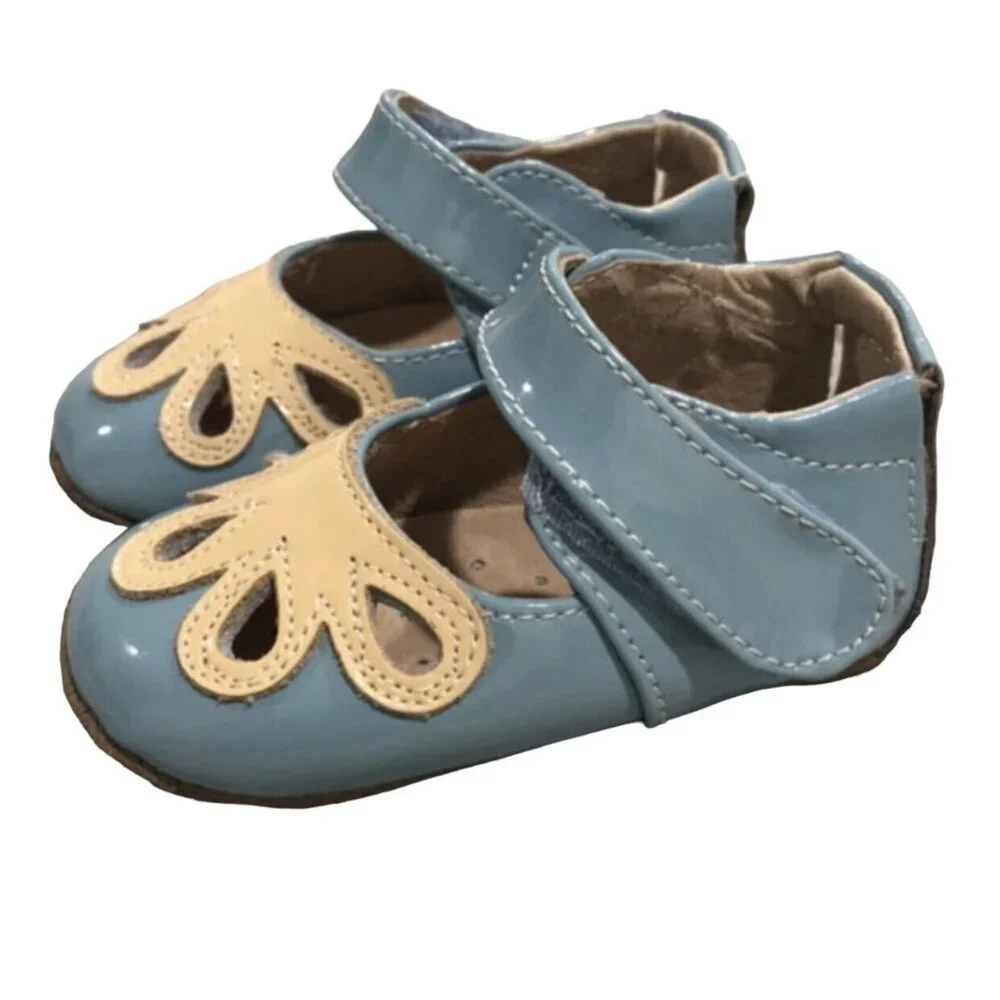 Livie & Luca 0-6m Light Blue Leather Petal Soft Sole Infant Shoes